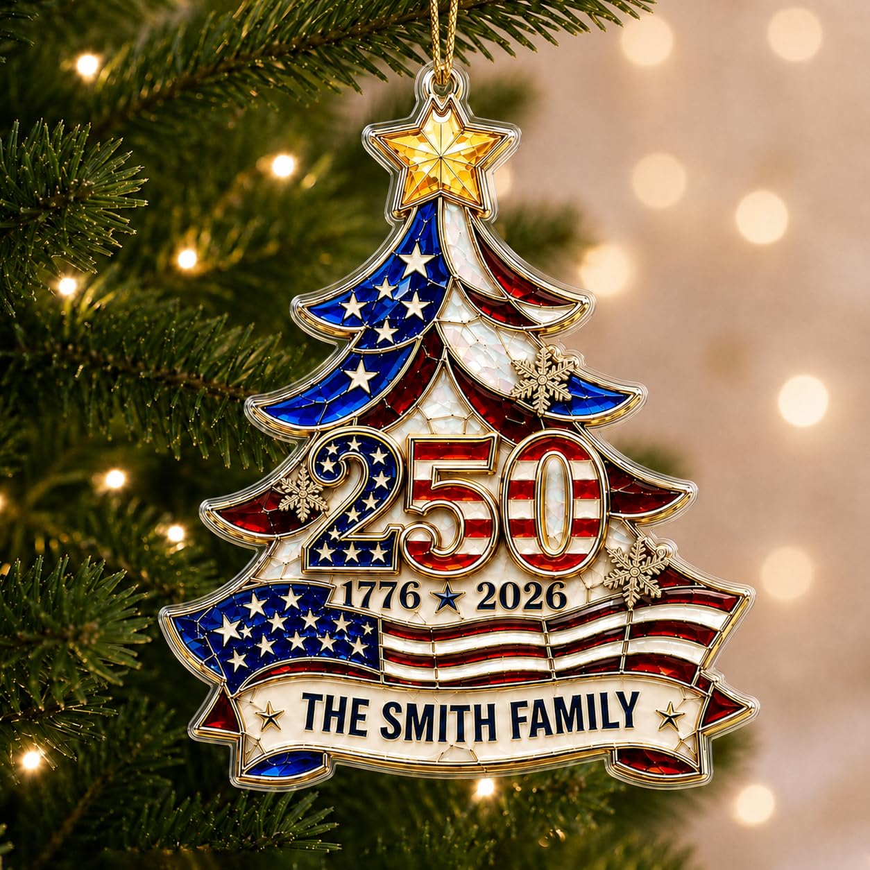 [Made in USA] Personalized 250Th Anniversary USA Christmas Ornaments - 250 Anniversary Christmas Ornament - Holiday Decor for Family - Friends - Keepsake Gift