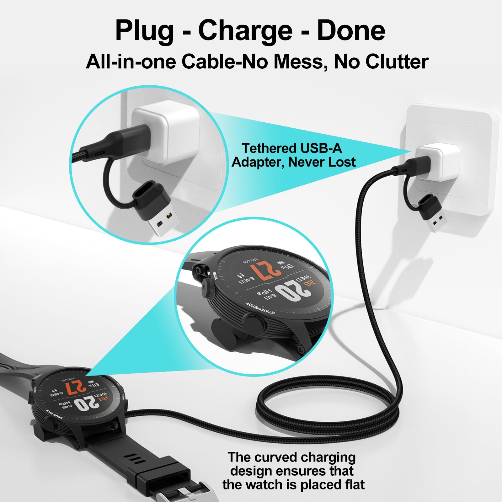 Amazon.co.jp: ガーミン用充電ケーブル 2-in-1 充電ケーブル USB A