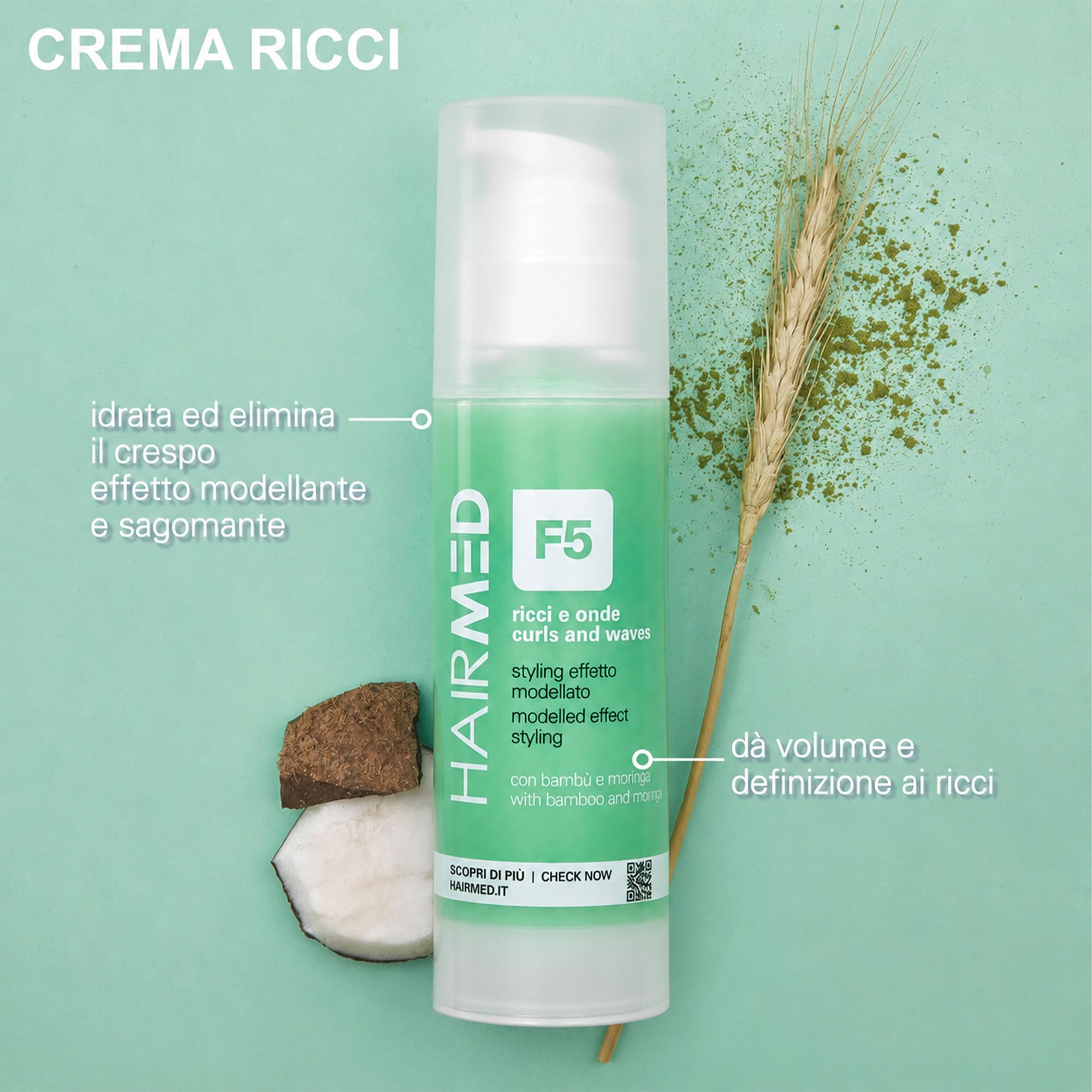 HAIRMED - F5 Crema Ricci - Crema Modellante per Capelli Ricci Perfetti e Definiti - 150 ml