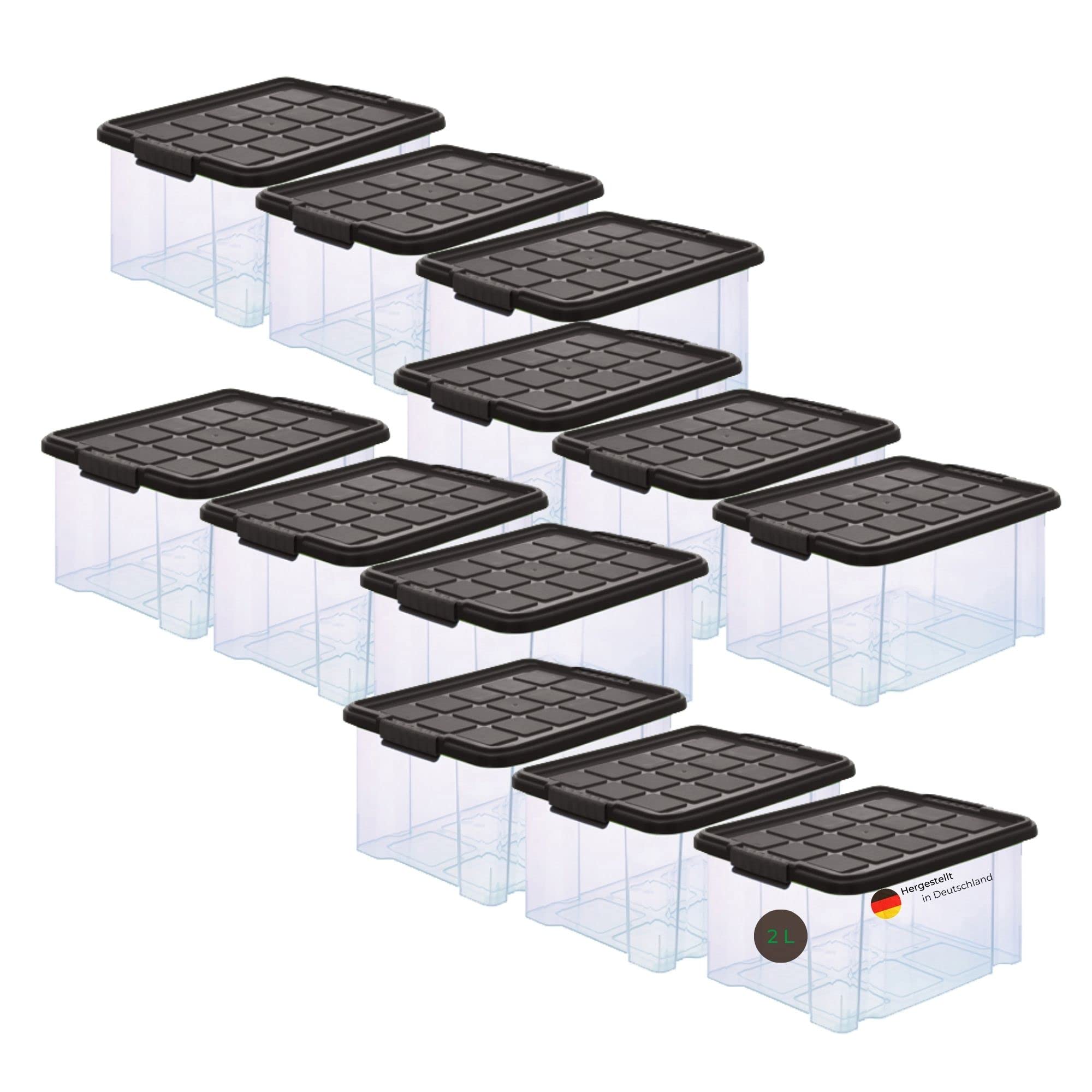 Novaliv - Caja de almacenaje pequeña Transparente con Tapa, Color Rojo, apilable
