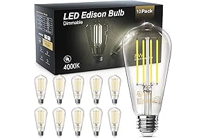 TJOY Dimmable 4000K LED Edison Bulb 10-Pack