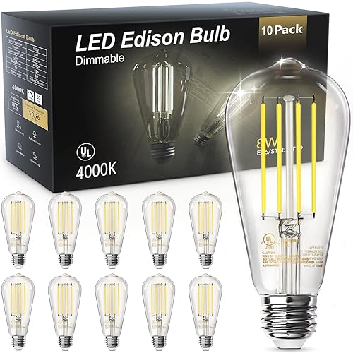 TJOY 10 Pack E26 Base Vintage LED Edison Light Bulbs,