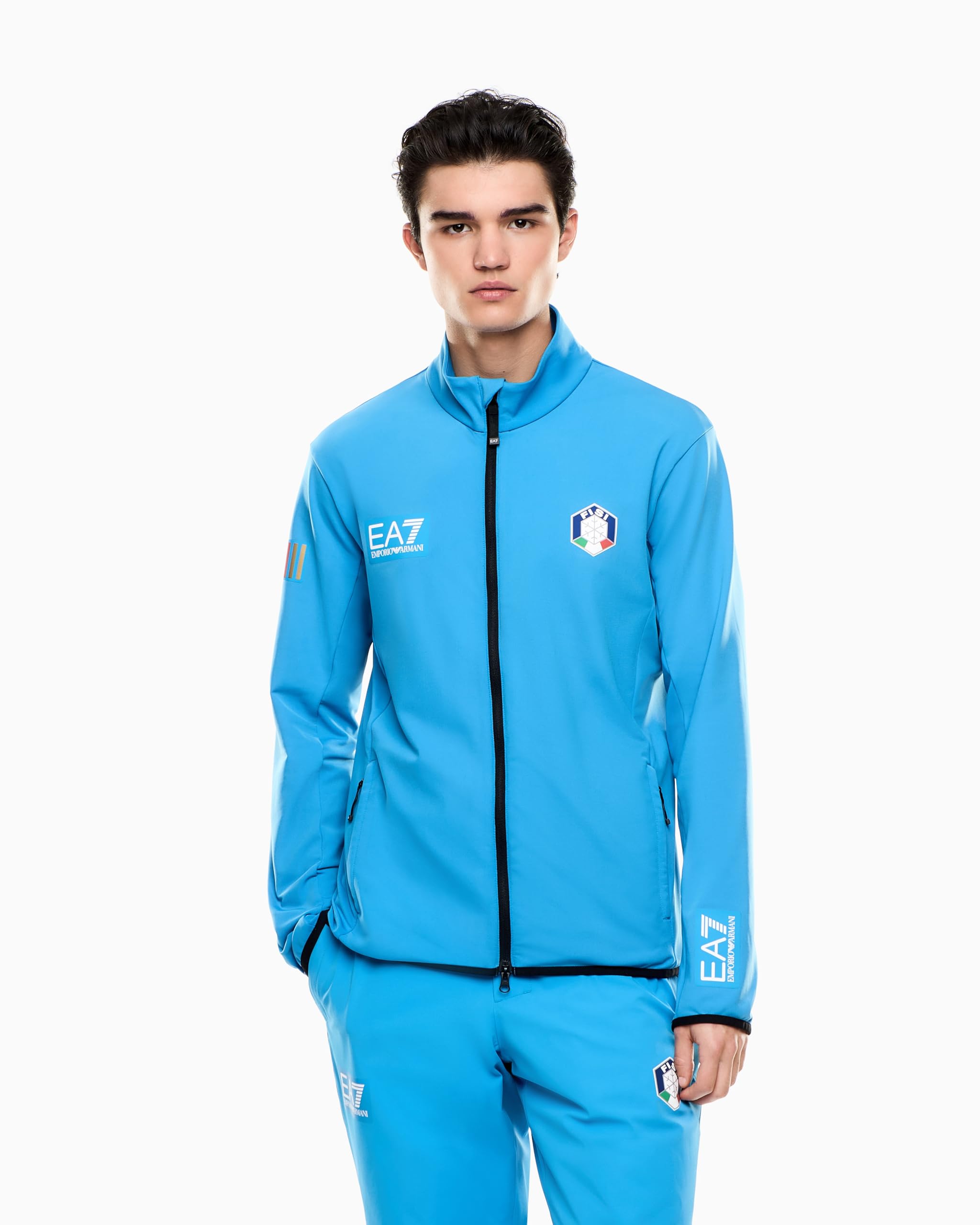 Emporio Armani EA7 Męska bluza z zamkiem błyskawicznym z kolekcji Fisi z tkaniny Powerstretch 7M001206