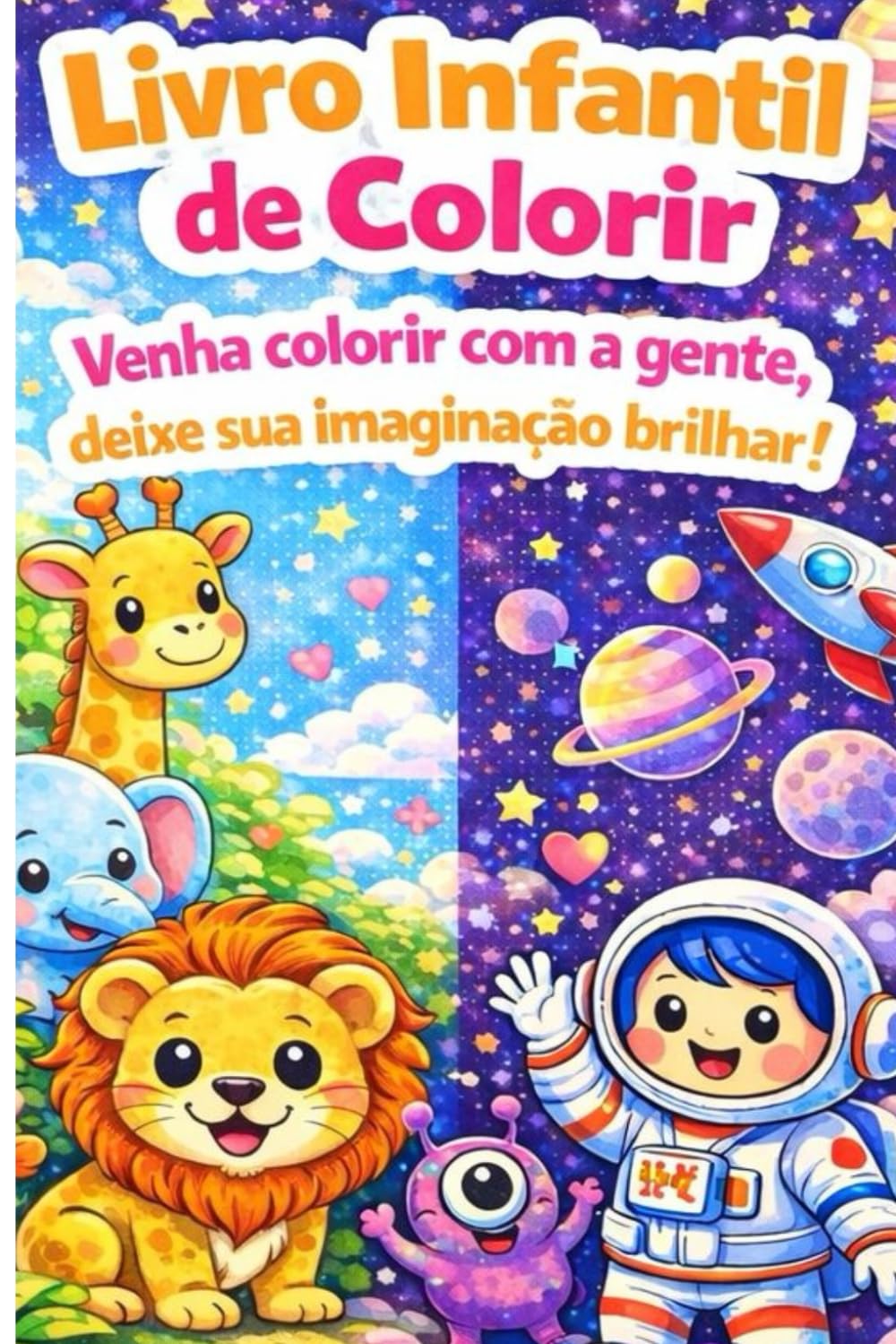Caderno Infantil para Colorir e Brincar: Livro de atividades para pintar, recortar e segurar | Para crianças de 3 a 10 anos