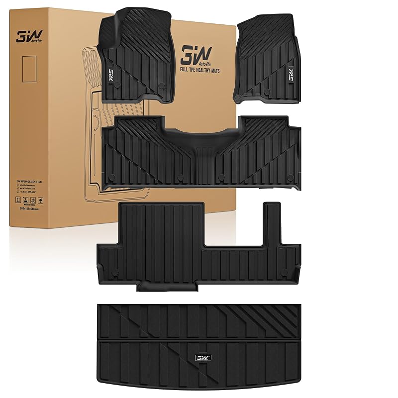 Tapetes automotivos e revestimento para porta-malas 3W em TPE preto para Chevrolet Tahoe e GMC Yukon 2021–2026, 8 lugares, não compatível com versões XL