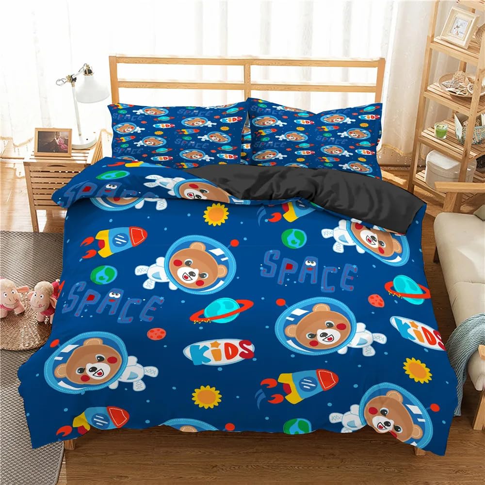 QBIDCSX King Size Duvet Cover Sets Bear Bedding Set with Zipper Closure Breathable Hypoallergenic Microfiber Quilt Cover 94.5"x 86.6"(240x220 cm) + 2 Pillowcases 19.7"x 29.5"(50x75 cm)