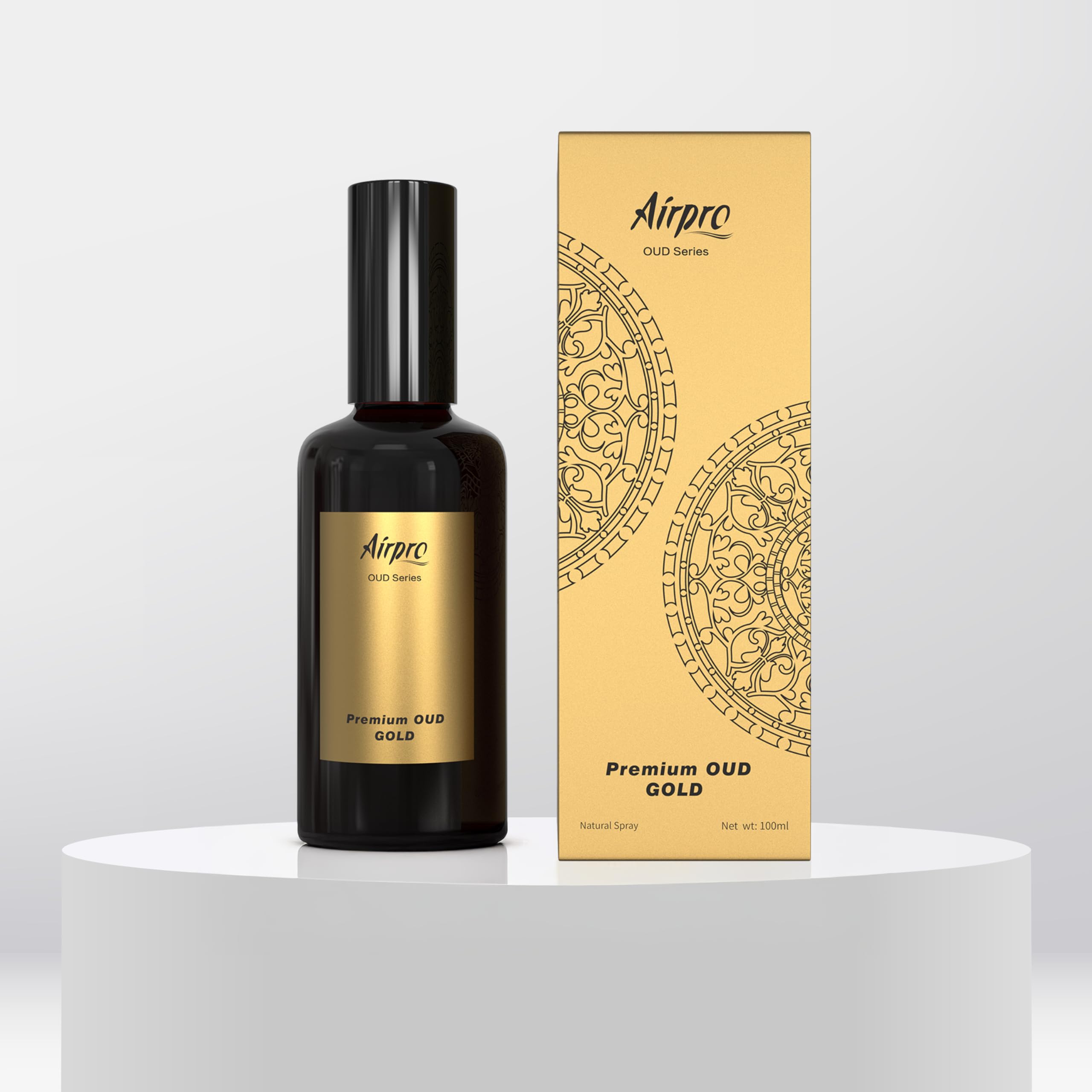 Airpro Luxury Oud Spray Air Freshener – Oud Gold Car Perfume | Long-Lasting Oud Fragrance Spray for Car, Office, Home, Room & Cabin | Premium Car Accessories & Luxury Oud Perfume 100 ml