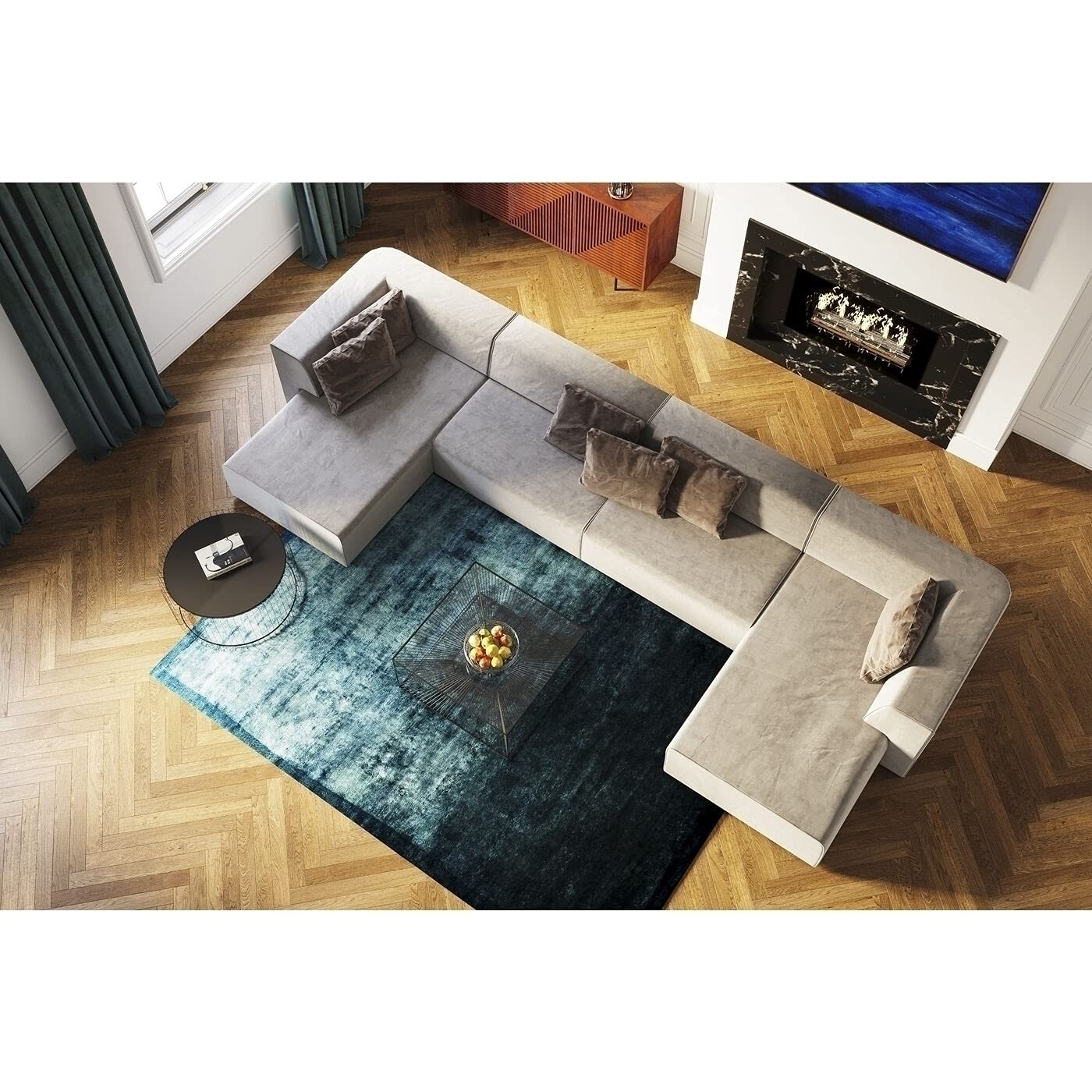 Kare Design Couchtisch Dimension, Schwarz, Beistelltisch, Wohnzimmertisch Stahlgestell, ESG-Glas Tischplatte, handgearbeitet, quadratisch, 38x81x81 cm (H/B/T)