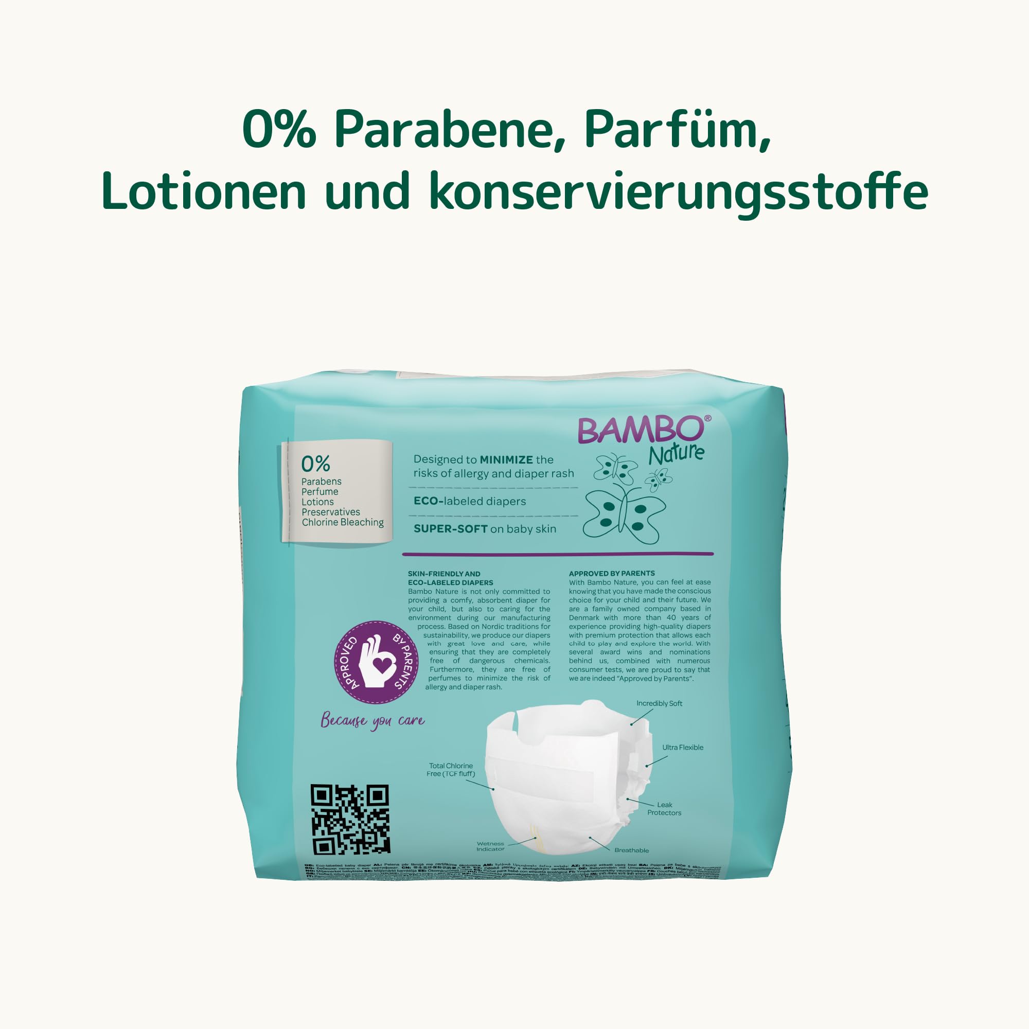 Bambo Nature Baby Windeln Größe 0 (1-3kg) 144 St. Monatsbox | Premium Diapers mit verbesserter Auslaufsicherheit | Ultimativer Komfort & Freiheit für Neugeborene | Dermatologisch getestete Nappies