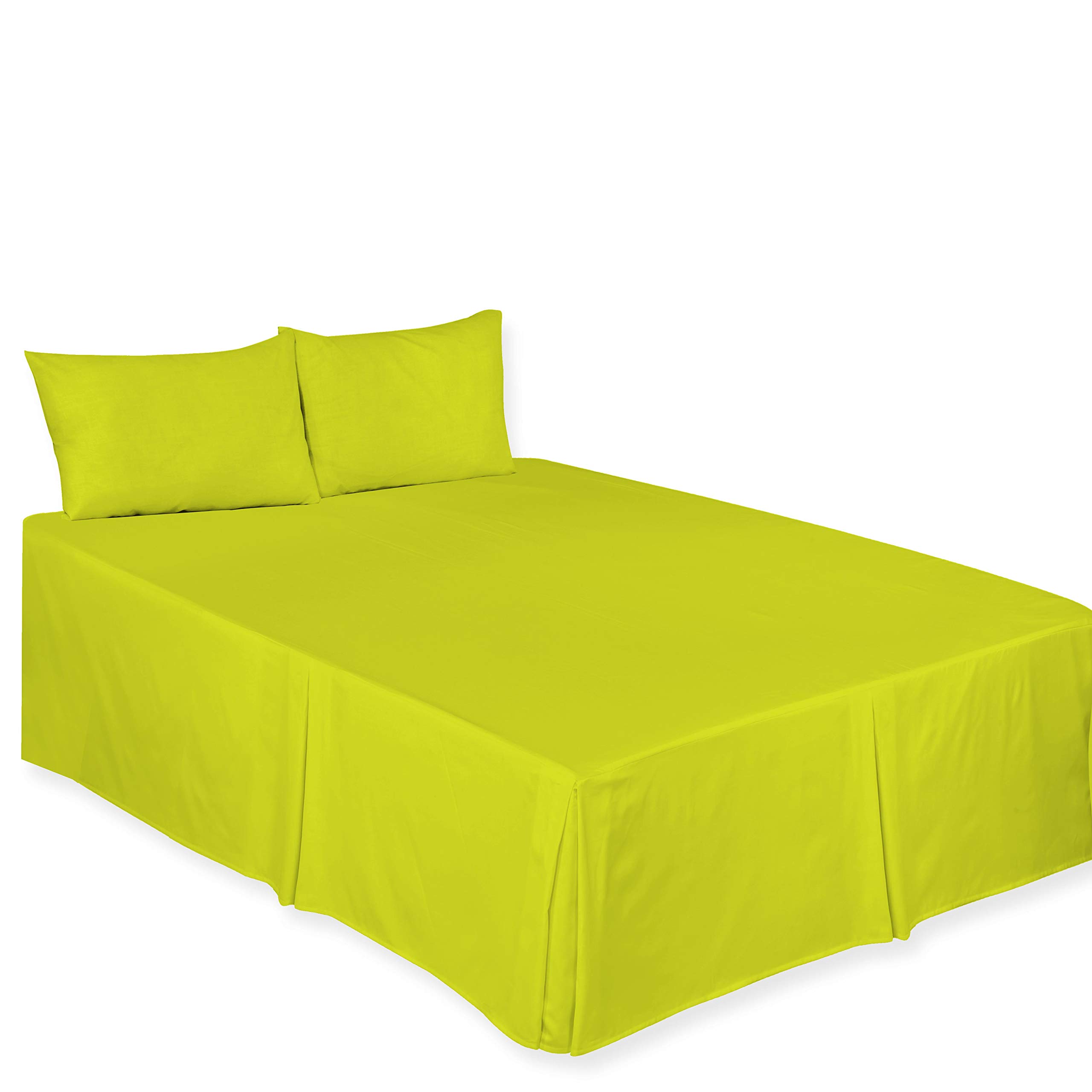 ARLINENS Luxury Plain Dyed Poly Cotton Platform Base Valance Sheet in Following Colours and Sizes (KING, LIME GREEN) โ image 1
