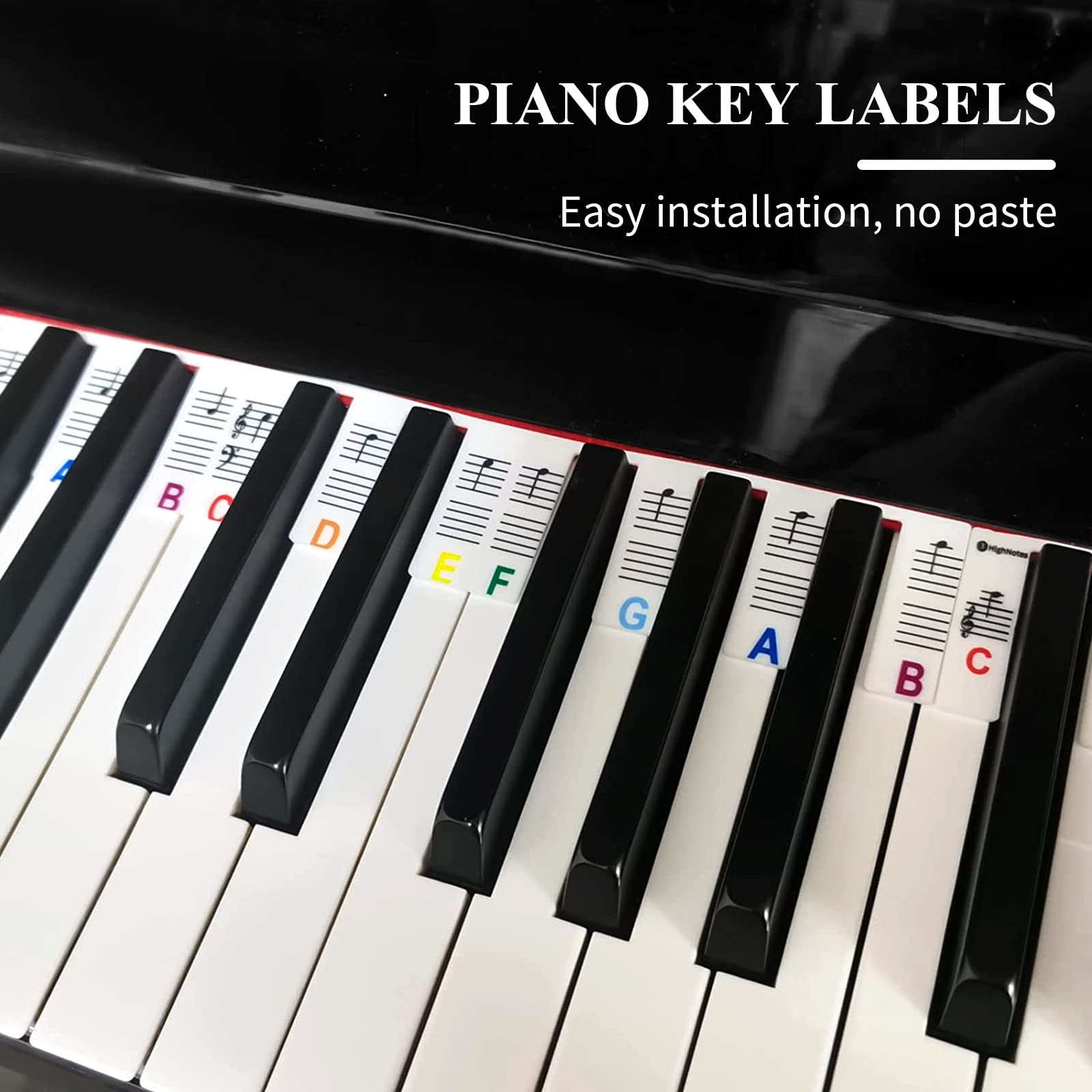 Adesivi Per Pianoforte 88 Tasti - Trasparenti, Con Note E Numeri, Rimovibili Senza Residui - Foto 9