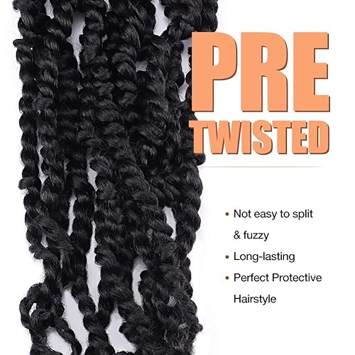 Miniatura 4 de Toyotress Tiana Passion Twist - Extensiones de cabello sintético pretrenzado, 8 paquetes, 12 mechones por paquete, pretrenzado en ganchillo, estilo