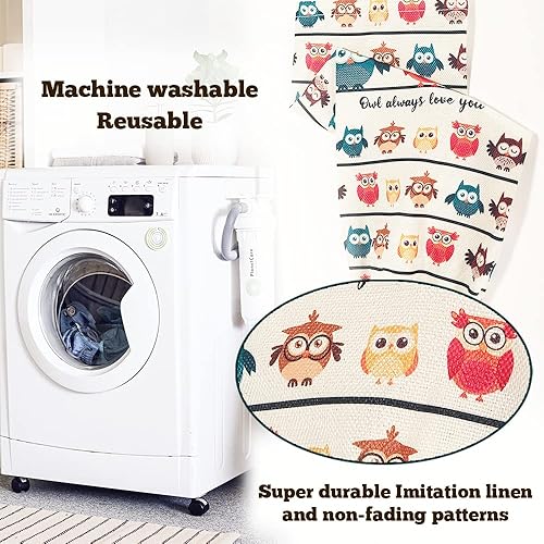 Miniatura 7 de 2 bolsas de plástico con diseño de búho para artículos esenciales de cocina, organizador reutilizable para colgar bolsas de comestibles, lavables y