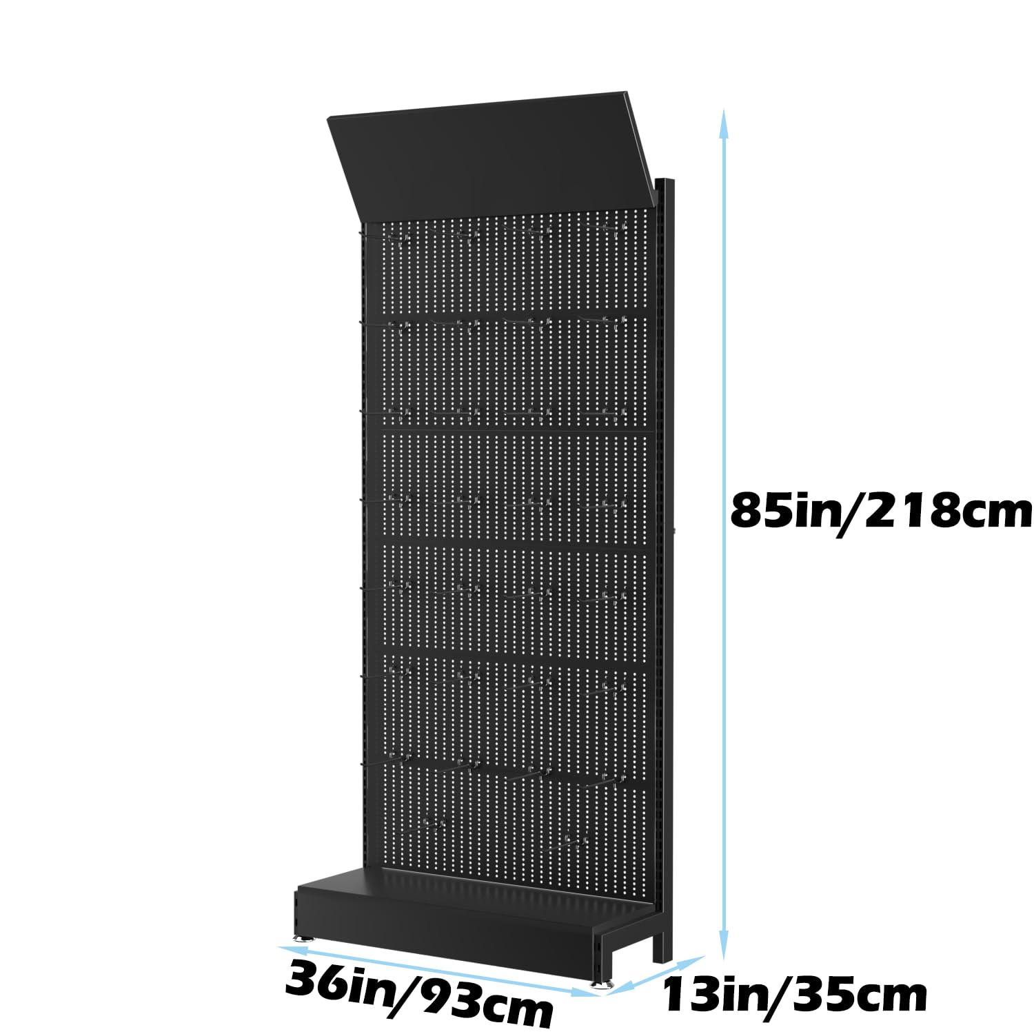 Organizzatore per pannelli forati in metallo, con 30 ganci, 215,9 x 91,4 x 33 cm, può sopportare 150 kg di peso, scatola portaoggetti portatile per garage, accessori per telefono in metallo, per