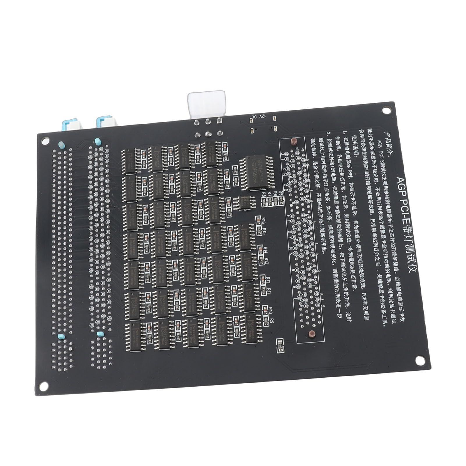 SIXRUN Tester GPU Tester per Schede Grafiche PCI AGP a Doppio Scopo con Indicatore Luminoso e Ingresso Alimentazione 12 V per Diagnosi Rapida dei Guasti, Test e Riparazione del Bus Dati