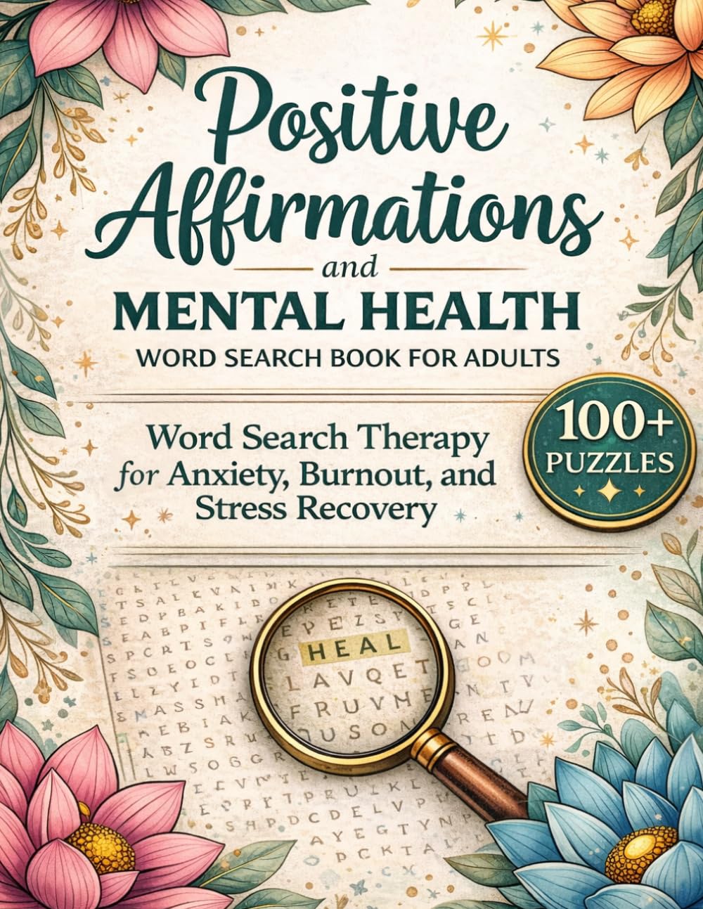 Positive Affirmations and Mental Health Word Search Book for Adults: Word Search Therapy for Anxiety, Burnout, and Stress Recovery