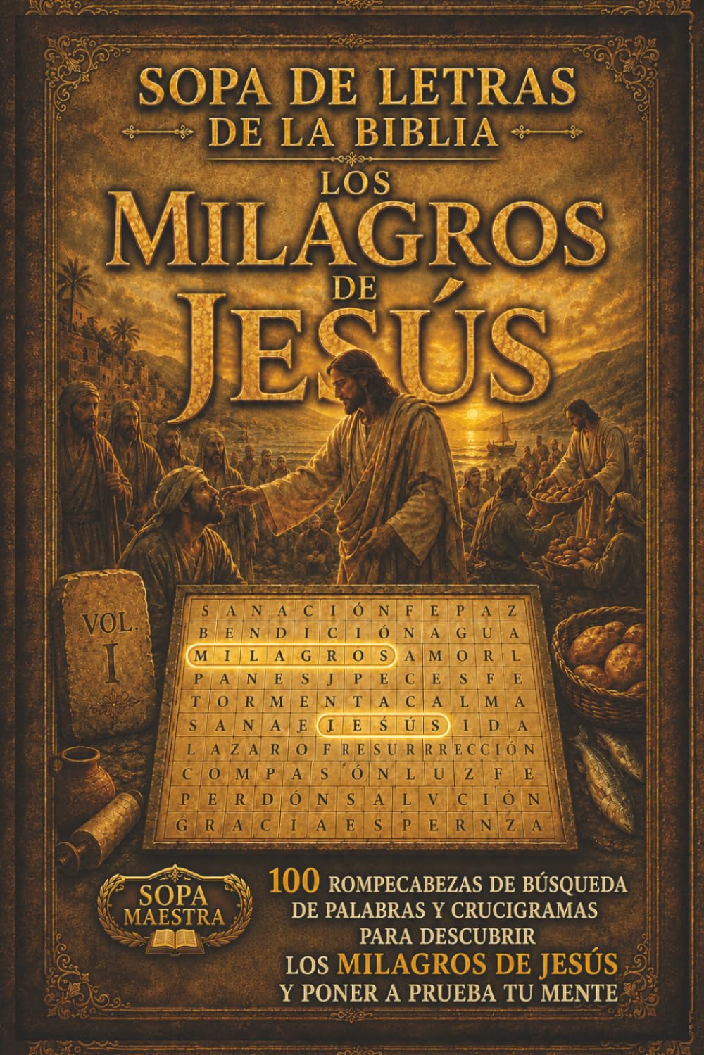 Sopa de Letras de la Biblia – Los Milagros de Jesús: 100 Rompecabezas de Búsqueda de Palabras y Crucigramas para Descubrir los Milagros de Jesús y Poner a Prueba tu Mente