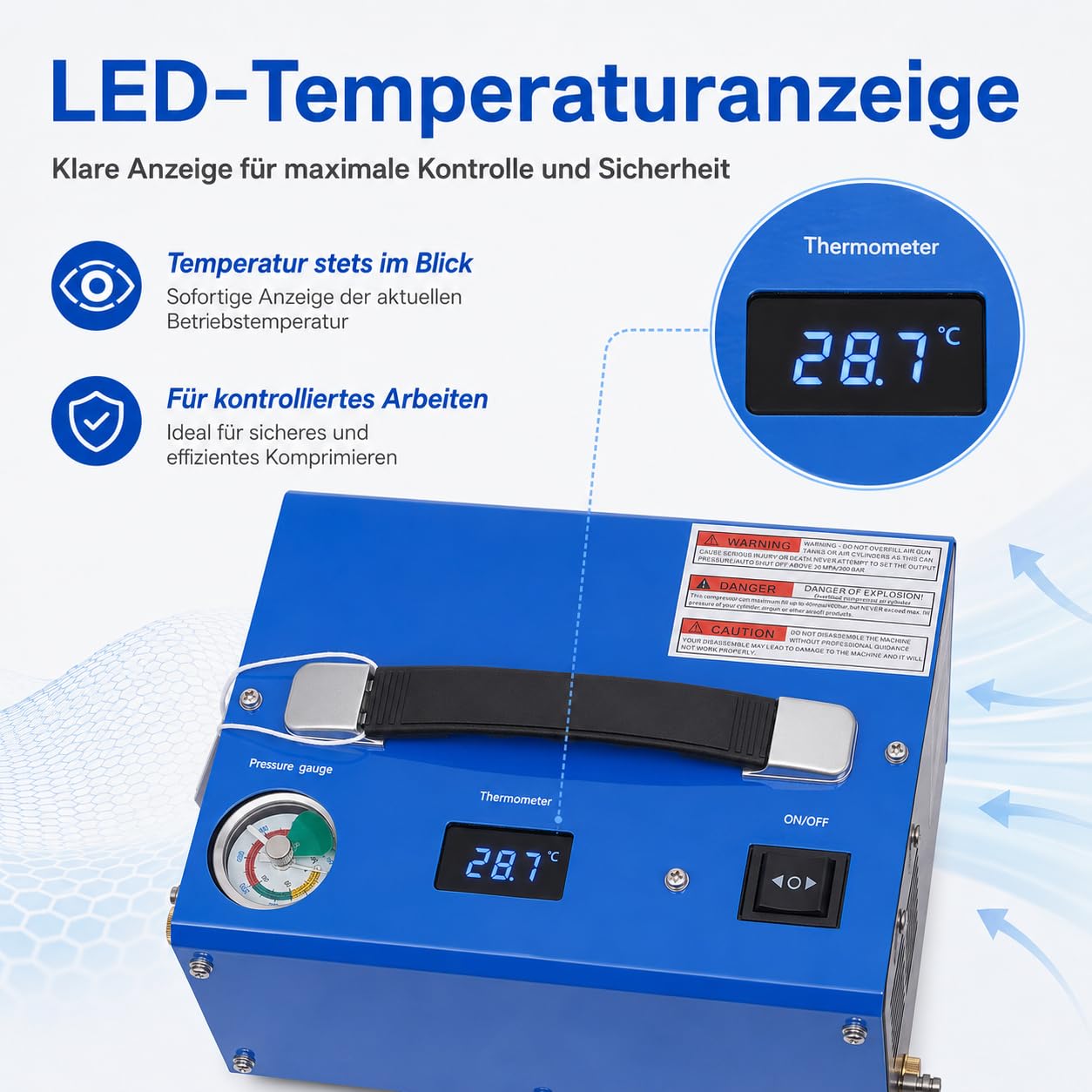 PCP Compressore Automatico 4500psi 300 bar 250W Auto Stop Pompa ad Alta Pressione