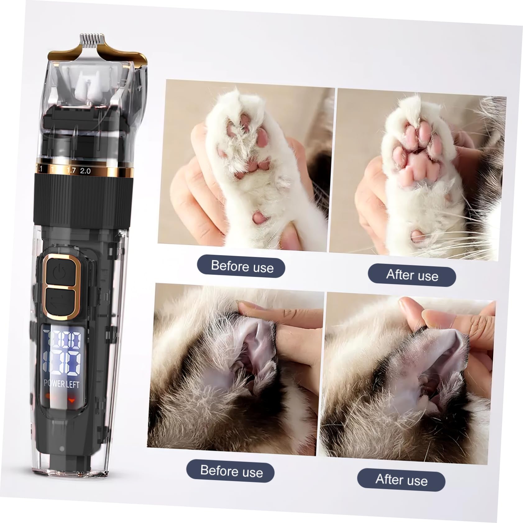 1 Set Set tagliacapelli per animali domestici attrezzature per la toelettatura del cane kit per la toelettatura del cane display led batteria lipo trimmer tosatrici per gatti AbS