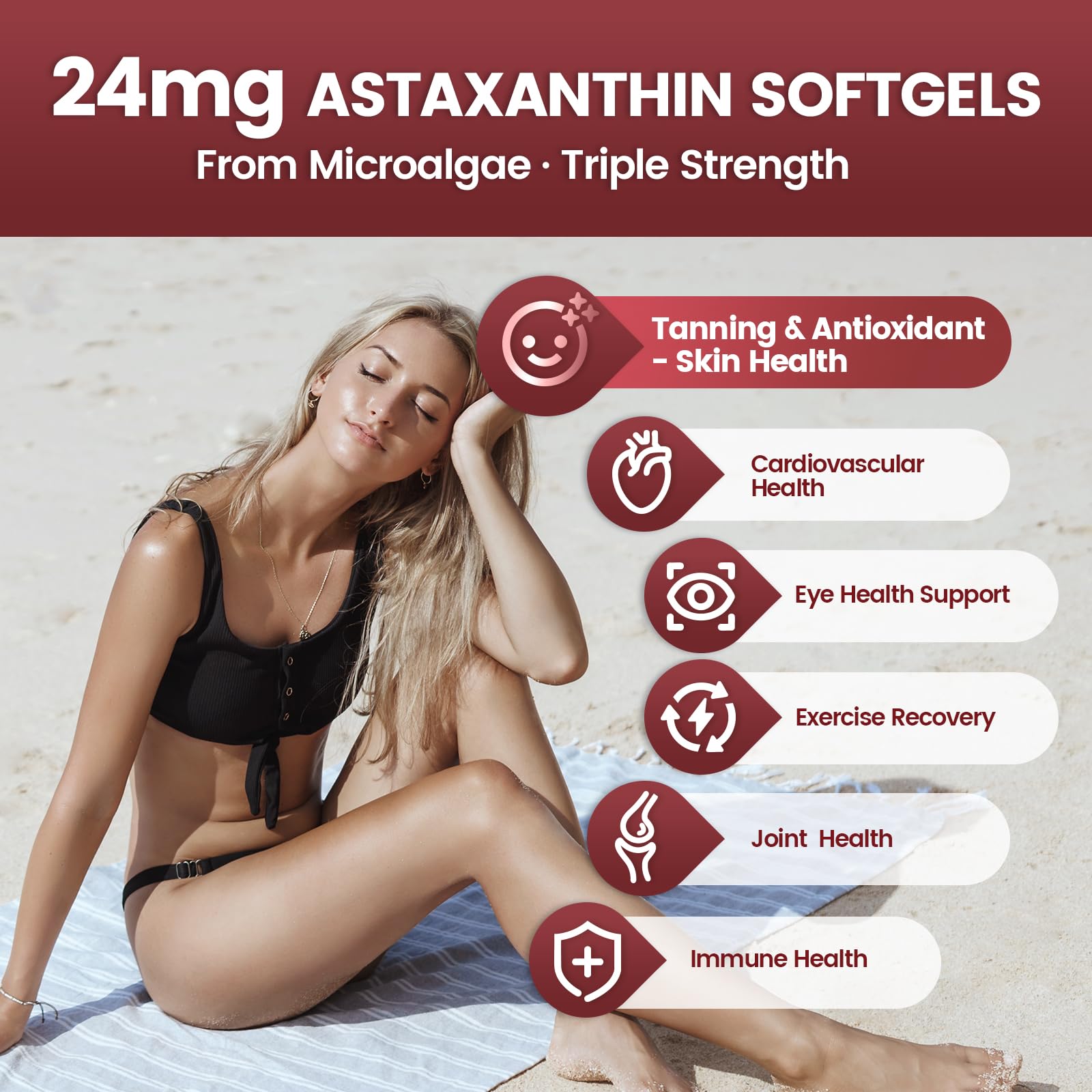 VivoNu Astaxanthin 24mg 240 Weichkapseln – Aus Haematococcus Pluvialis-Mikroalgen gewonnen – Gentechnikfrei und Glutenfrei