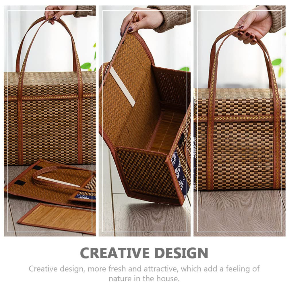 Cesta de picnic for tejer, soporte for frutas: cesta de pan de mano, postre, aperitivos, contenedor, nuez, organizador de repostería for cocina, viajes, recepción, suministros de comedor.(35X22X18CM)