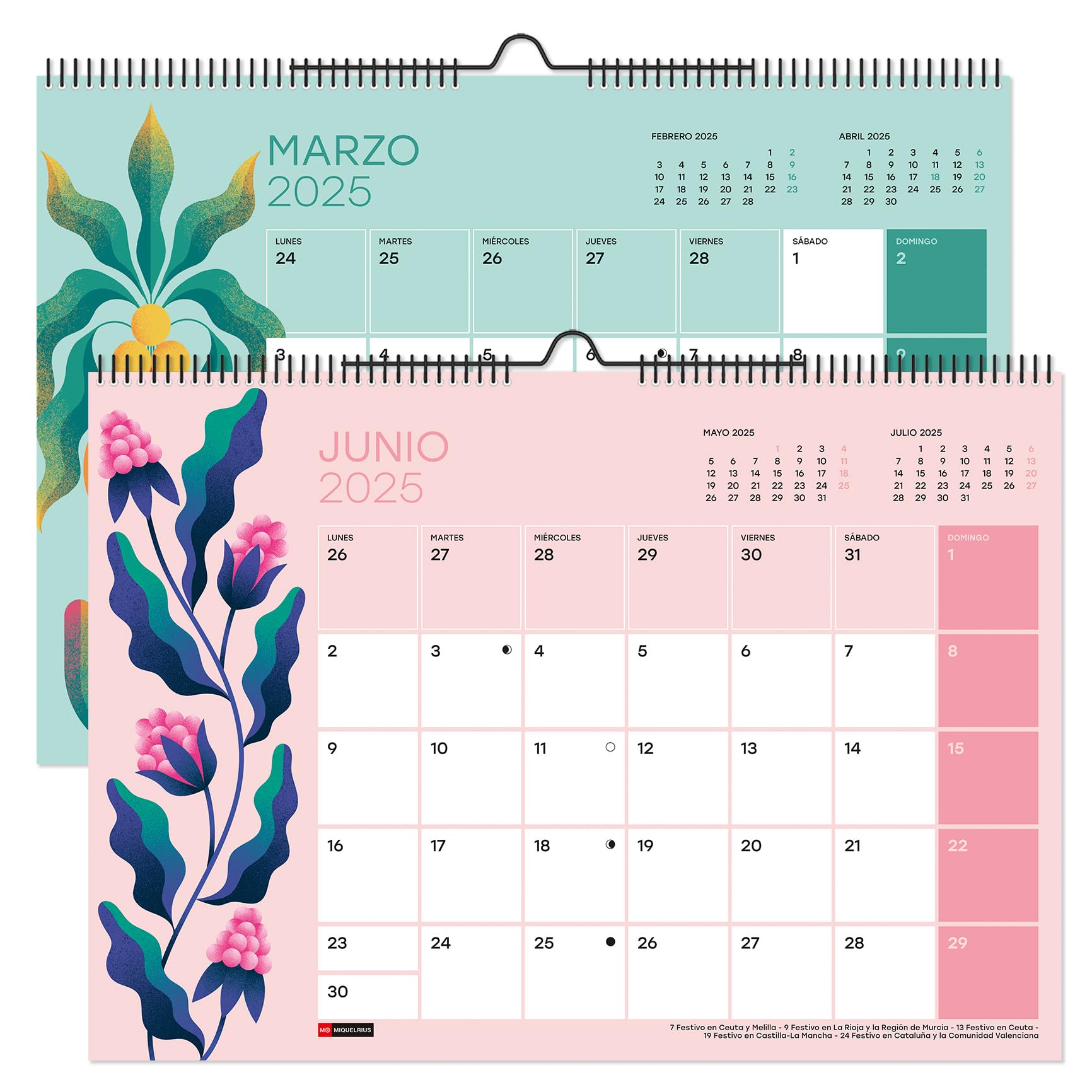 Miquelrius, 2025 Wall Calendar, A3 Calendar: 420 x 296 mm, with note space, 2025 calendar, double spiral binding - Image 3