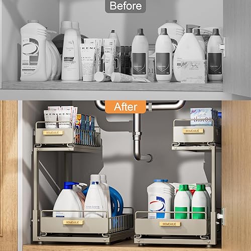 Miniatura 6 de Organizador para debajo del fregadero, organizador de 2 niveles para debajo del fregadero de la cocina, estante de almacenamiento multiusos para