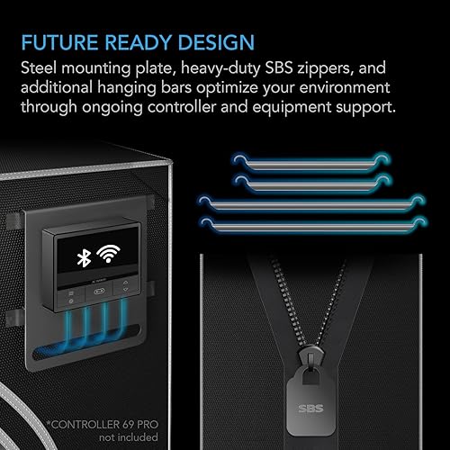 Miniatura 5 de AC Infinity CLOUDLAB 422 Advance - Tienda de campaña de cultivo de 24 x 24 x 48 pulgadas, postes de 1 pulgada de grosor, lona Mylar de diamante