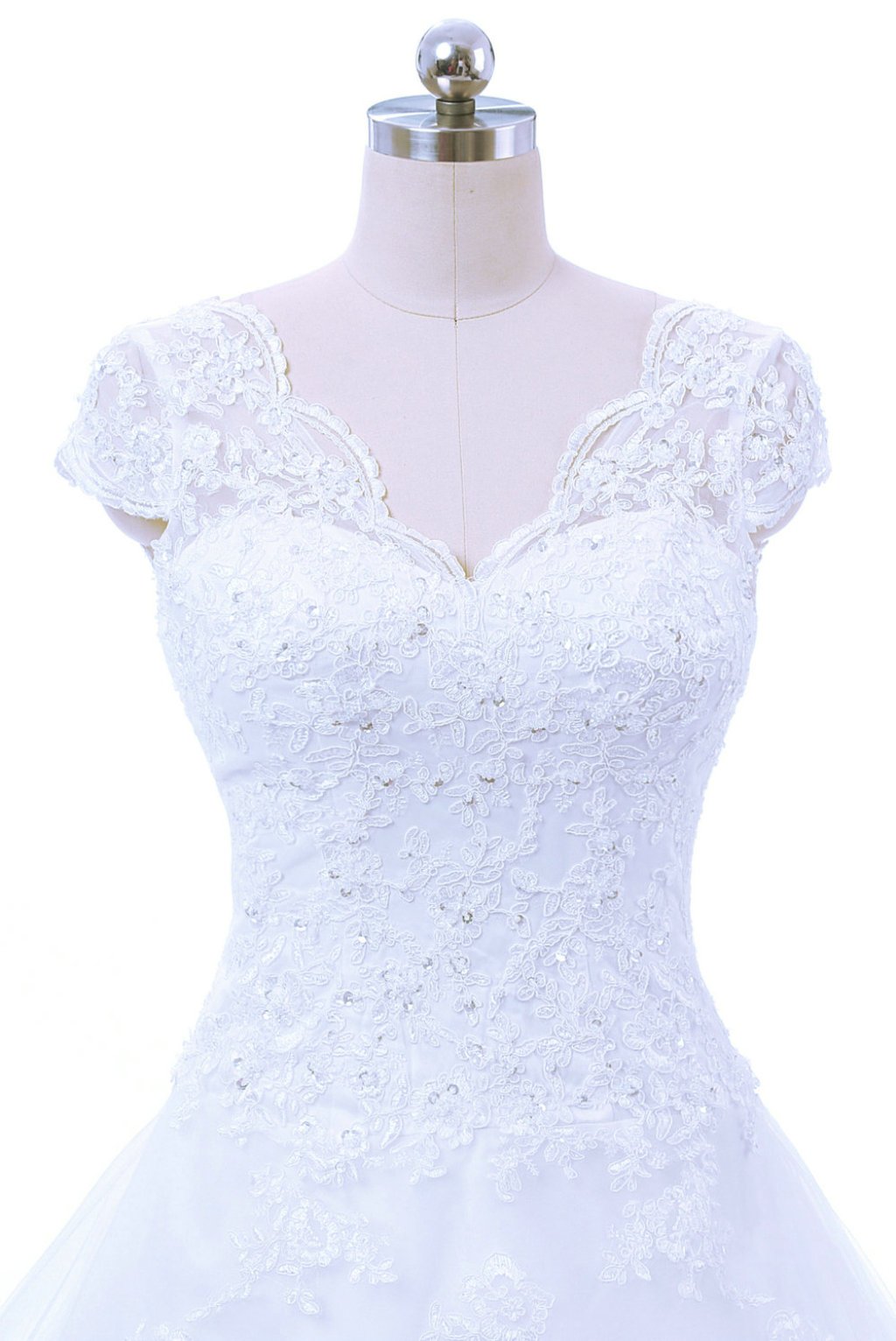 Vantexi Élégant V-col A-Line Longue Dentelle Robes de mariée Robe de mariée Vêtements de mariée
