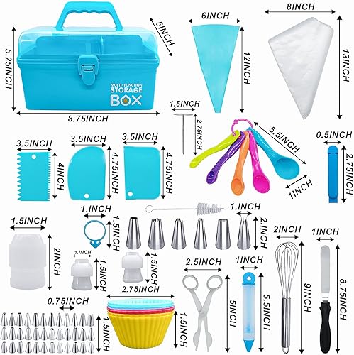 Miniatura 3 de Suministros de decoración de galletas kit de decoración de galletas 124 piezas con estuche de almacenamiento bolsas y puntas de glaseado real juego