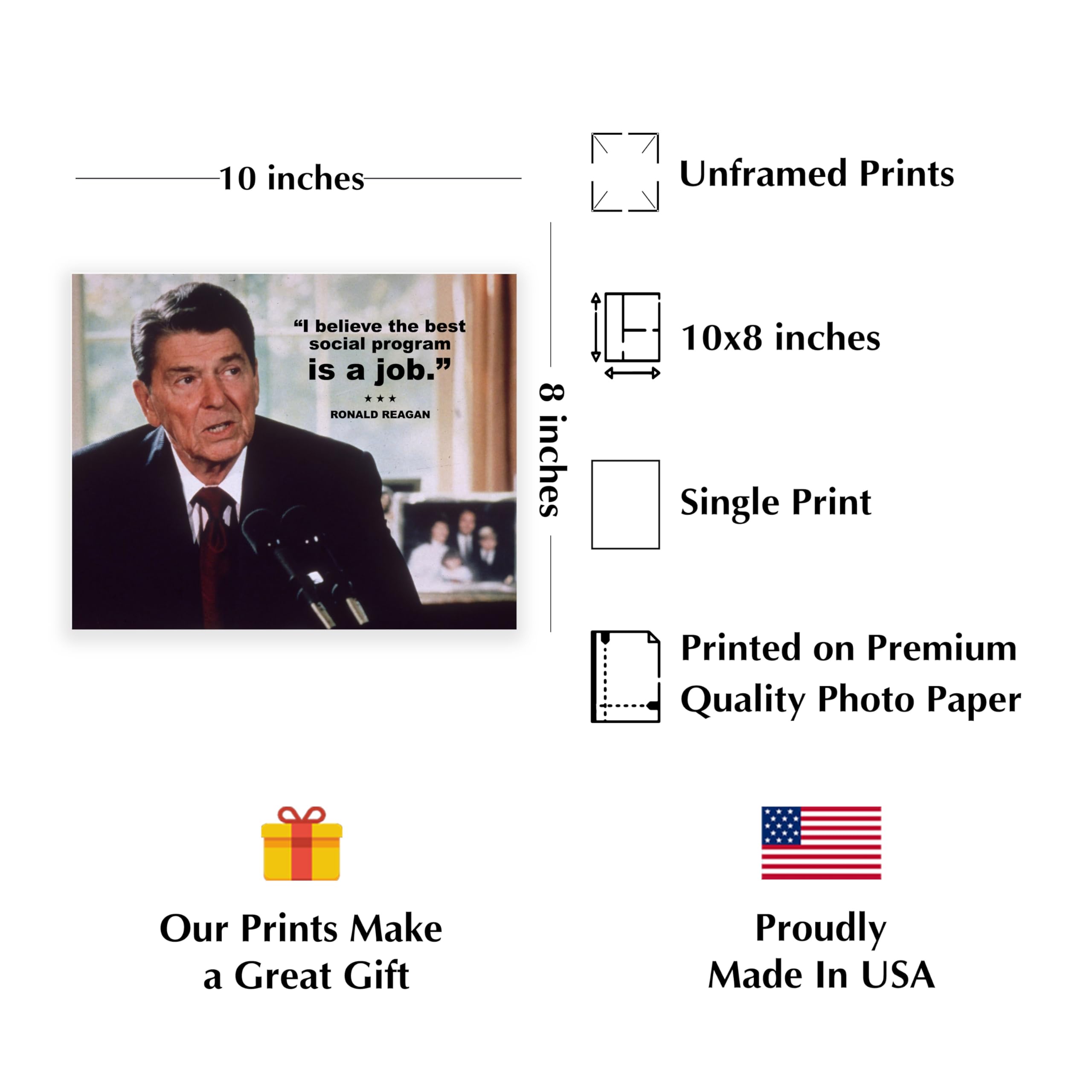 Reagan Quote Bumper Sticker - The Best Social Program Is A Job 3x9 Inch