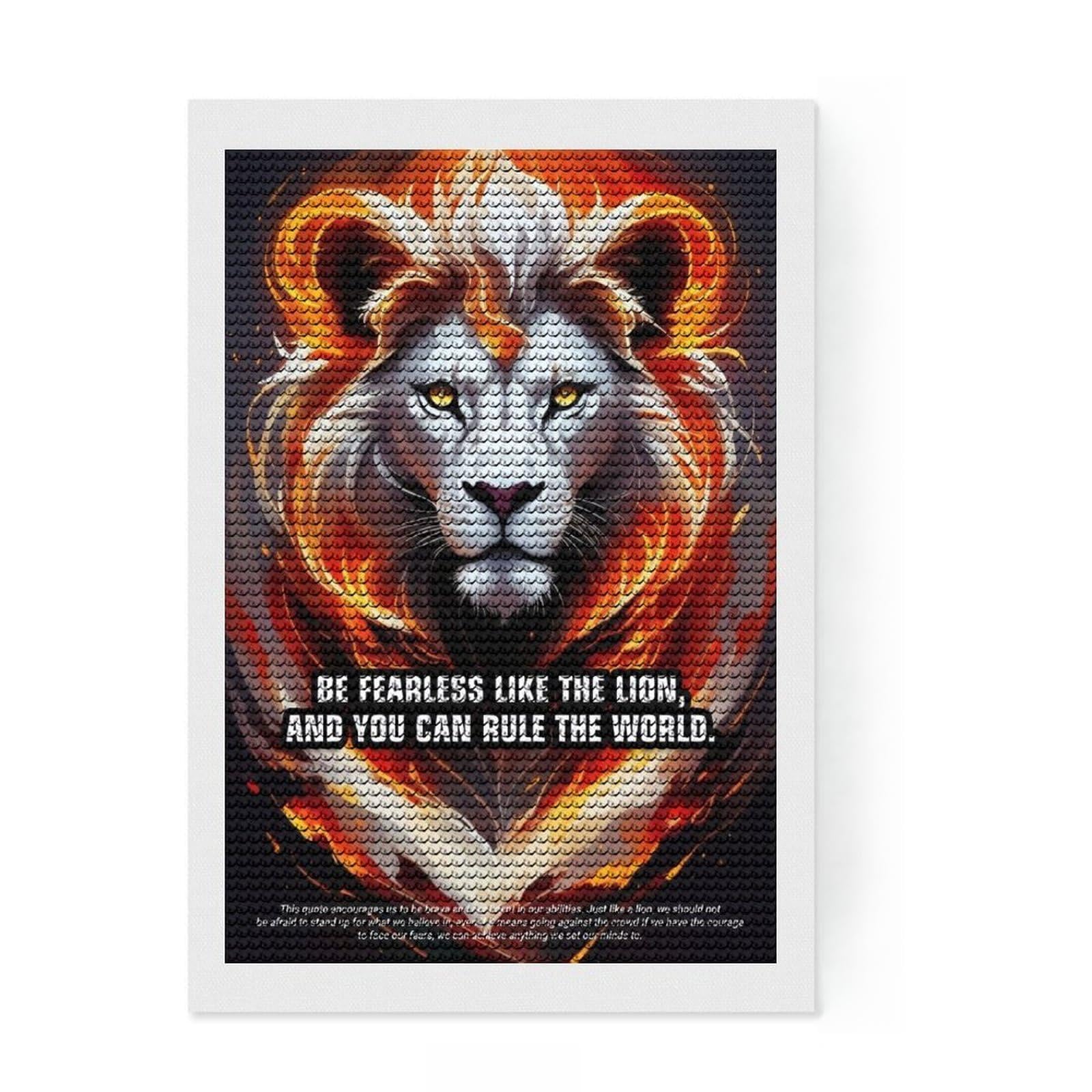 Junmoney Be Fearless Like The Lion 5D Diamond Painting Kit 8"x12", for Women, Farmhouse Decor, Boho Decor, Thoughtful Present, Relaxing DIY
