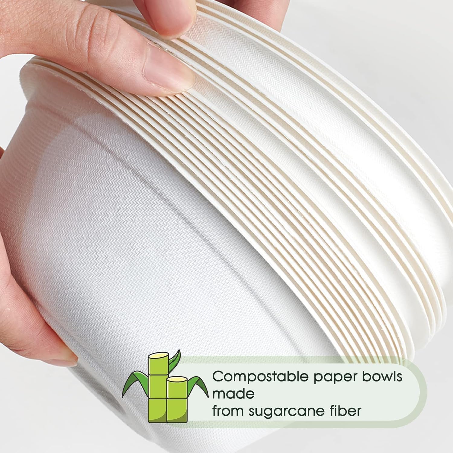 Ask Packaging 100 Pack Strong Paper Bowls, 240ml Small Disposable Compostable Bagasse Bowl for Party - Image 4