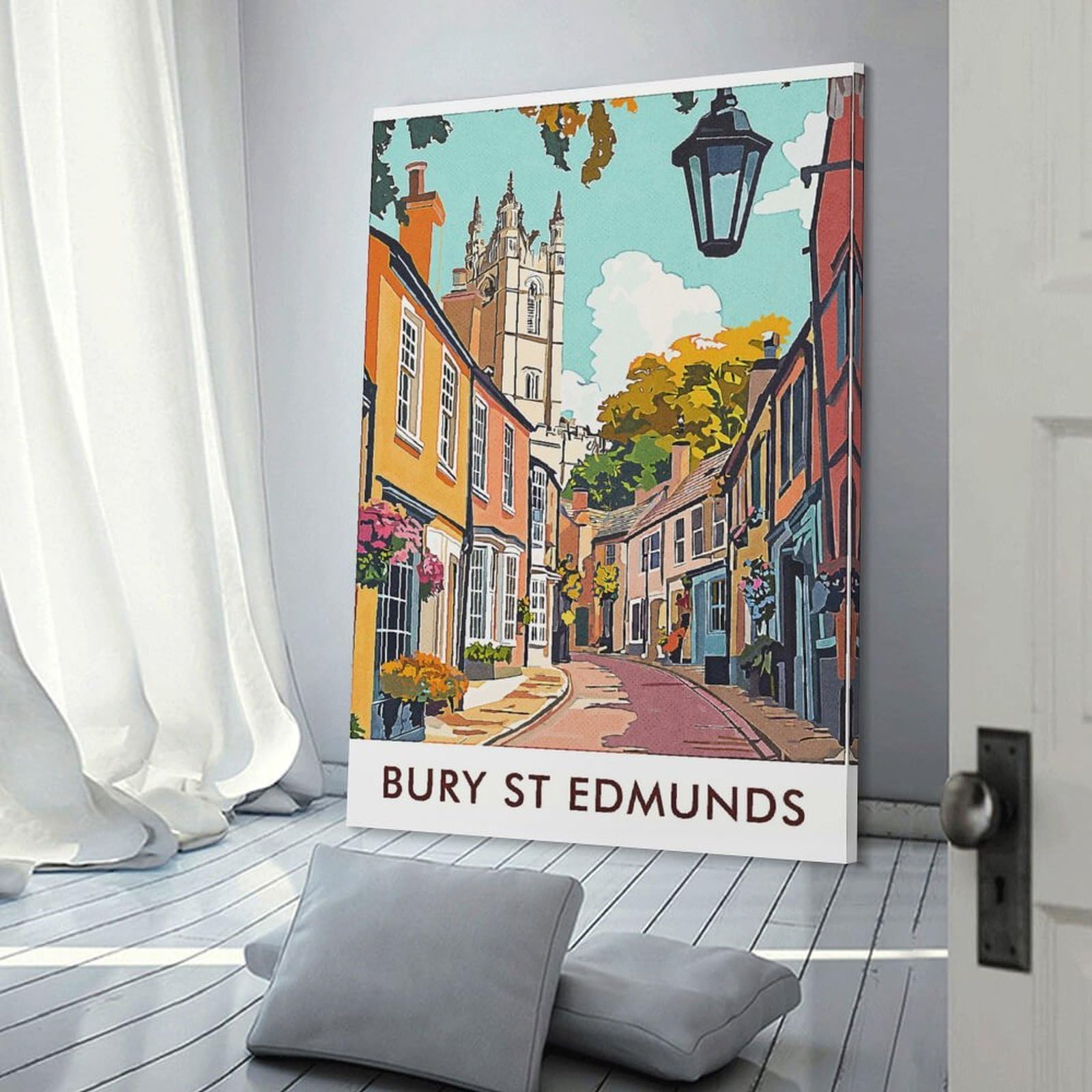 Junmoney Bury St Edmunds Town Wall Picture Print 24x36inch(60x90cm), for Corridors, Hallways Or Apartment Entries, Wall Decor to Refresh Empty Corners