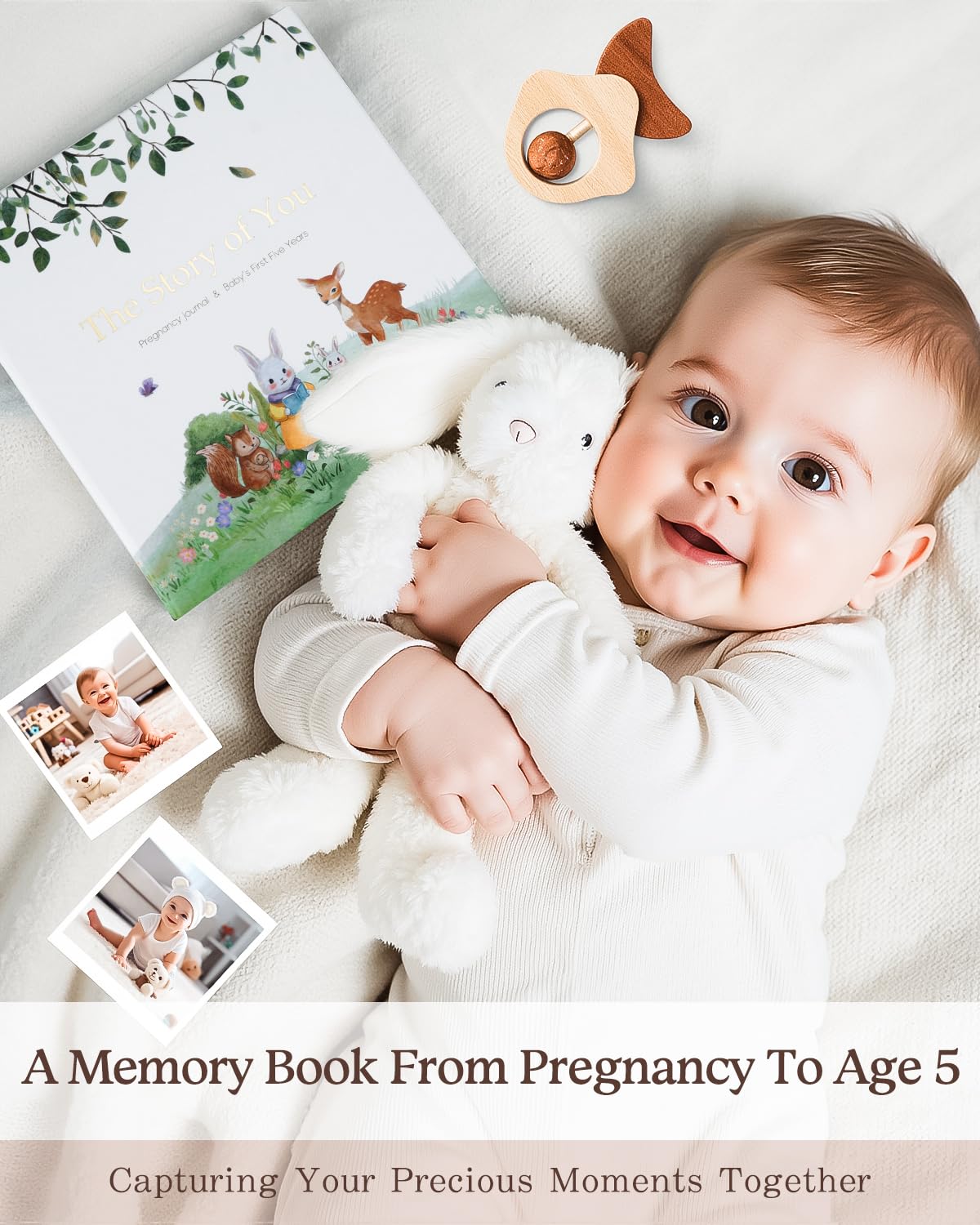 JARMAPOZ Baby Memory Book for Boy or Girl, First 5 Years Keepsake & Milestone Tracker, Pregnancy Journal & Baby Photo Album - Image 2