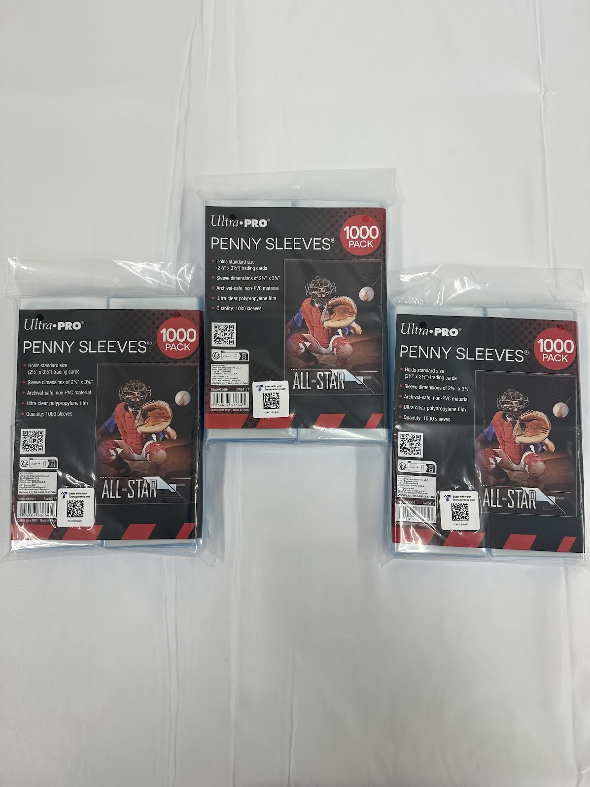 Ultra PRO Penny Sleeves, transparente Sammelkartenhüllen, Standardgröße 6,3 x 8,9 cm, 1000 Stück, 3 Stück