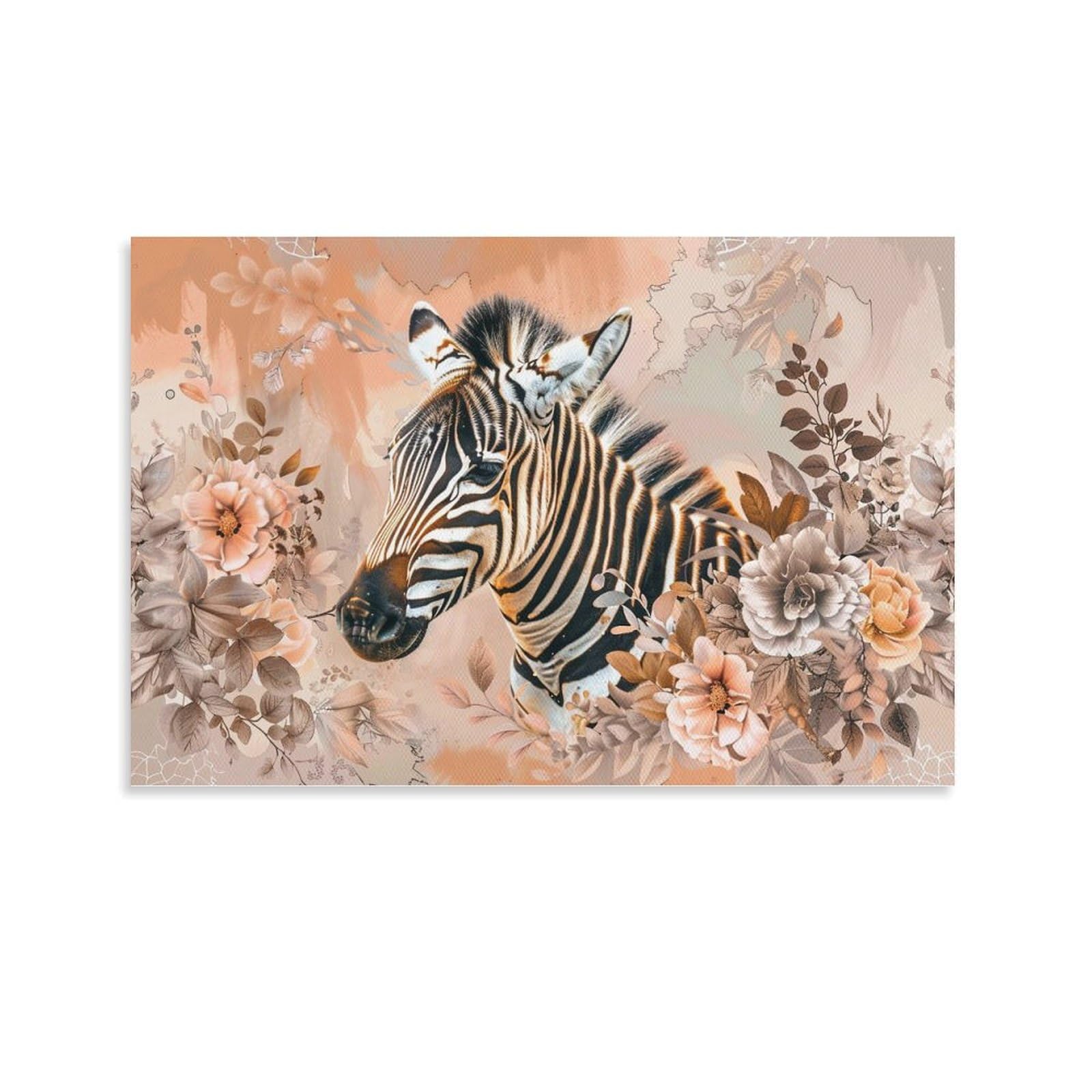 Amazon.co.jp: 絵画 シマウマを囲む花 アートパネル ポスター 魅力的な