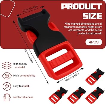 4 Clips De Mentonnière Pour Casque Vélo/moto – POM Robuste, 4,8×2,1 Cm – Remplacement Facile