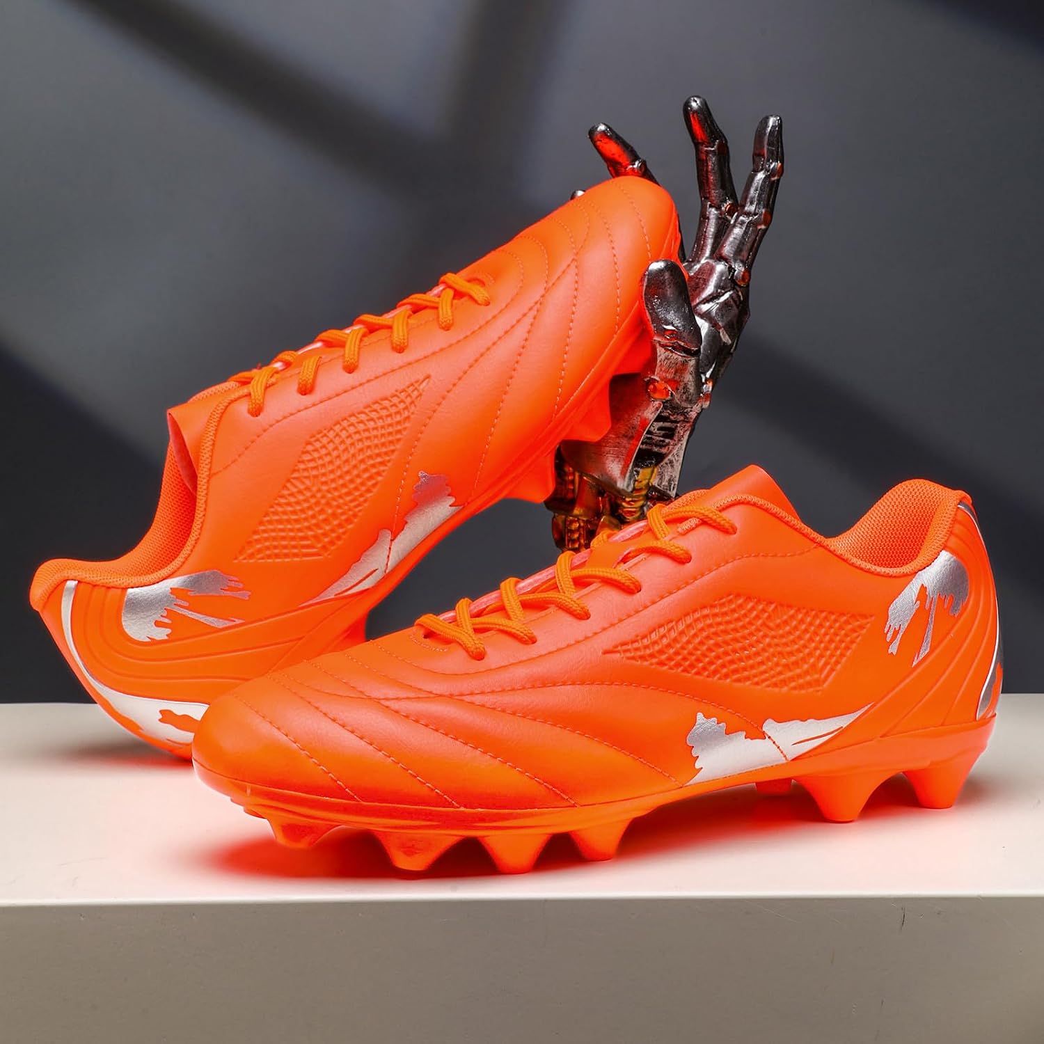 Soccer Shoes Men's Outdoor Cleats Lace Up Sneakers Breathable Lightweight Football Boots for Professional Training Athletic 6.5 US-11 US