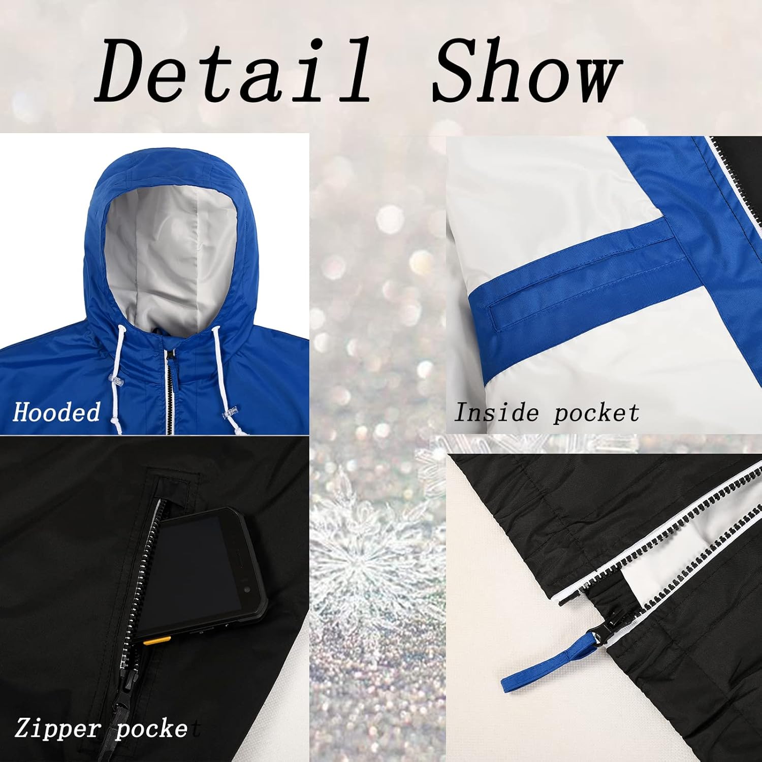 SUNDAY ROSE Men's Lightweight Hooded Jackets Vintage Patchcolor Windbreaker Packable Raincoat for Hiking - Image 4