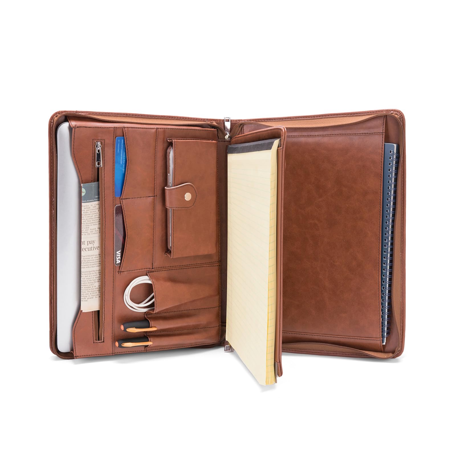 Personalized Leather Portfolio, 8.5 X 11 Padfolio, A4 Letter Size Notepad/Legal Pad Padfolio, Organizer For Letter Size Writing Pad D313 Brown / No - View #6