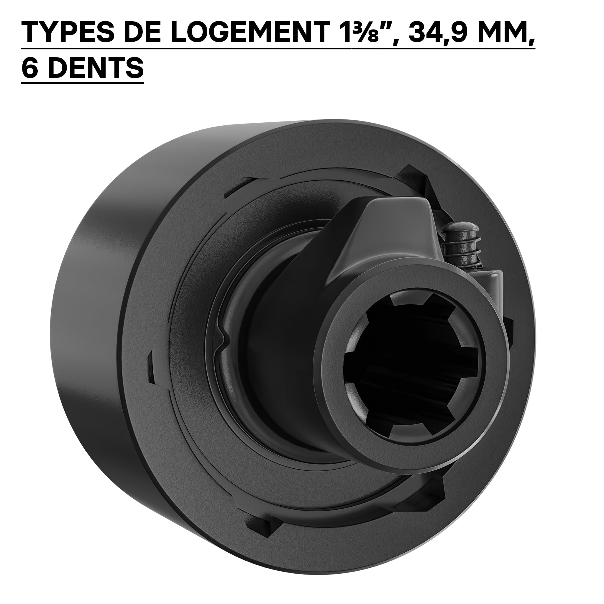 WilTec Embrayge à Roue Libre Arbre Cardan 201mm Filet Mâle Femelle 1 3/8" Arbre cannelé 6 Dents 2400Nm Max.