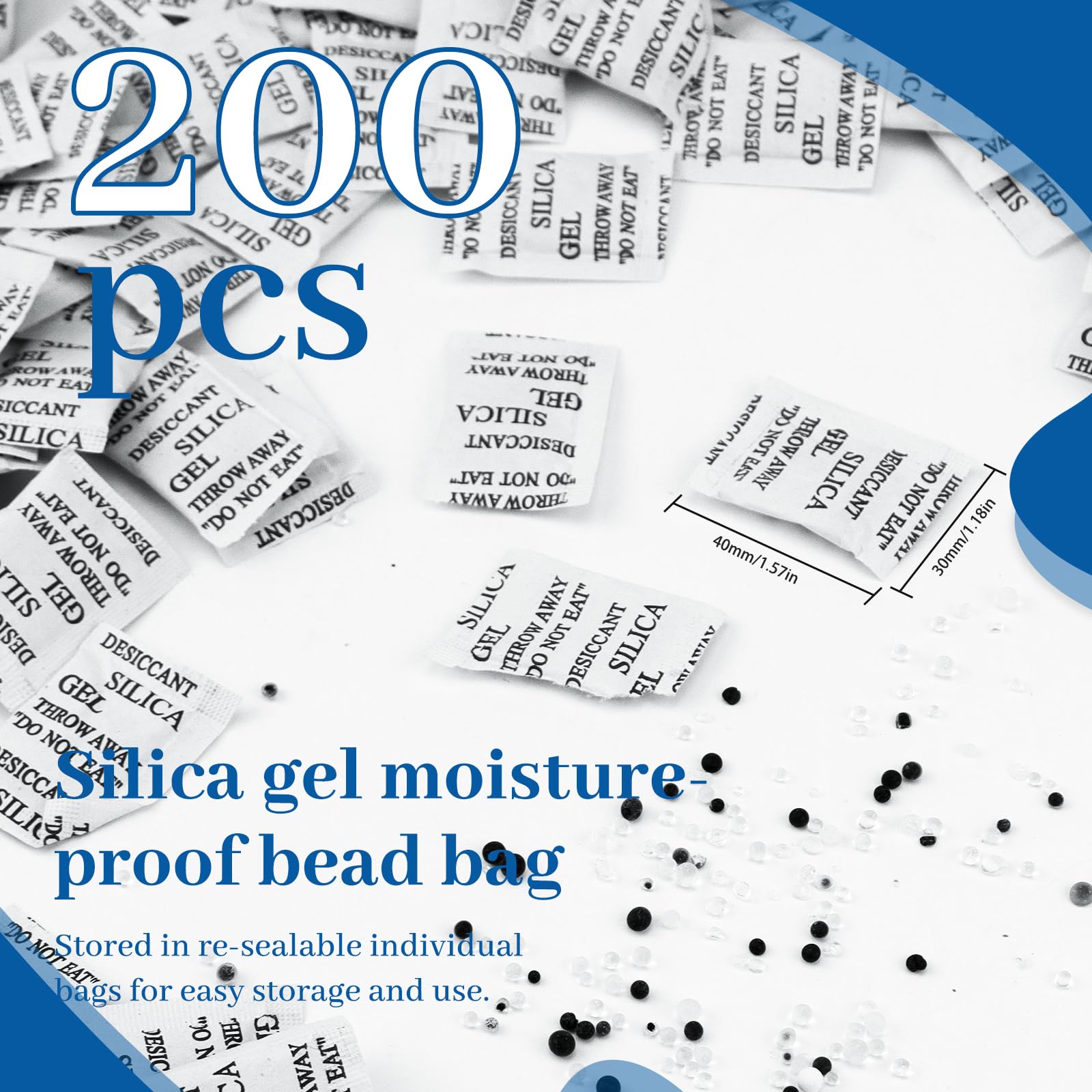 200 Sacchetti Gel Di Silice Disseccanti - Deumidificatore Per Scarpe, Armadi, Alimenti E Oggetti In Pelle