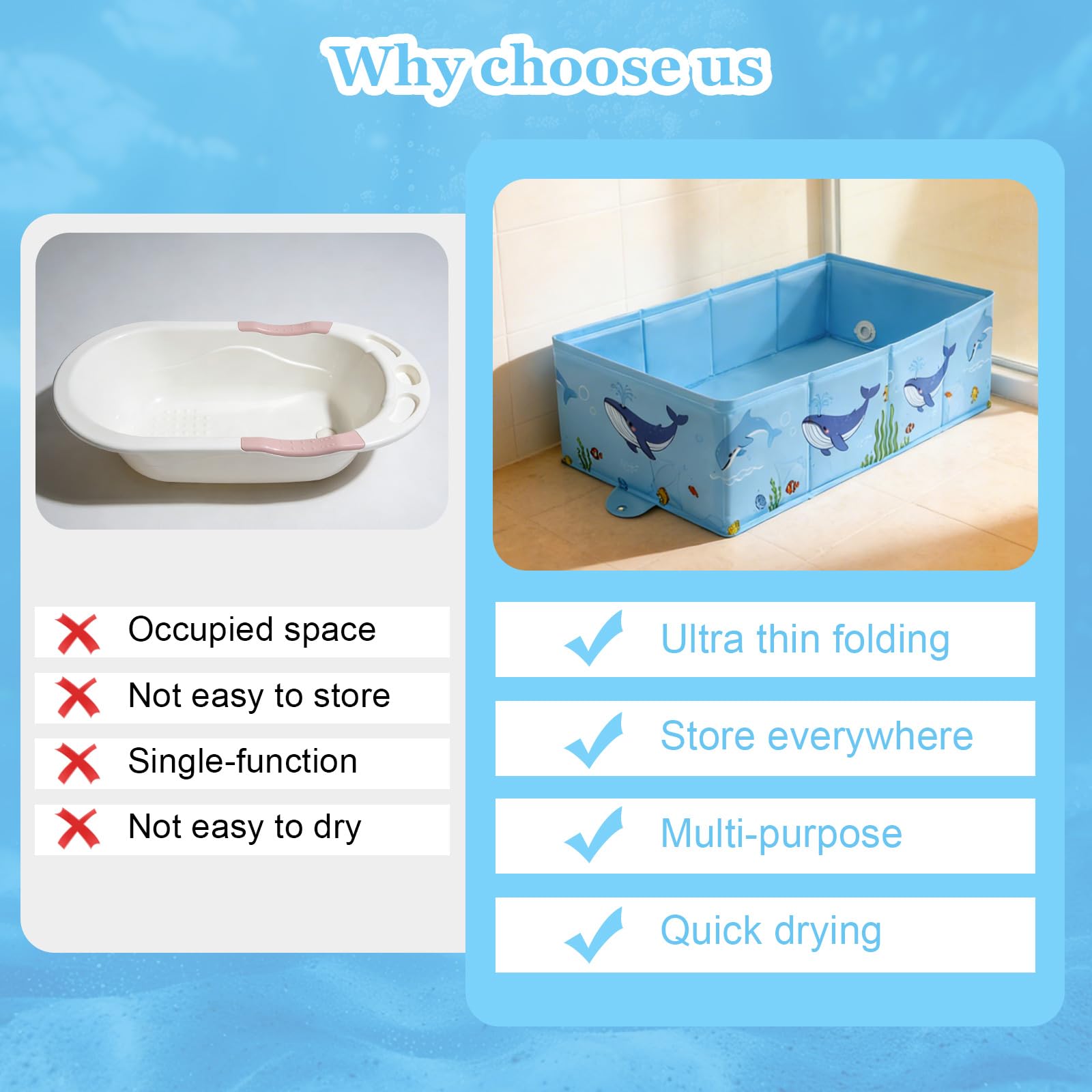 Bañera plegable para bebé, bañera plegable para bebés con drenaje rápido, lavabo portátil para 6-36 meses, bañera de viaje para fregadero, cocina, baño