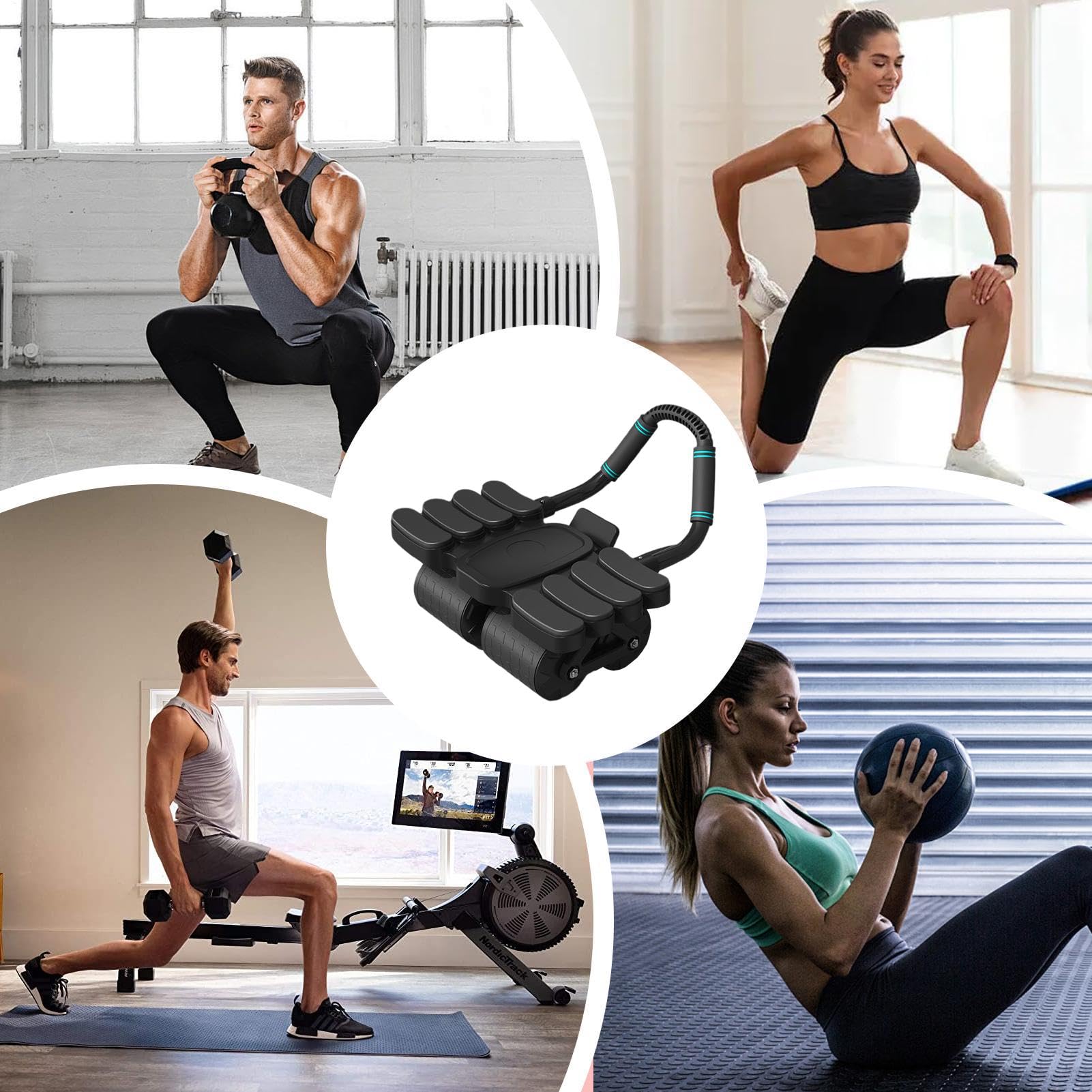 Automatic Rebound Abs Roller, Core Workout Wheel, Gym Training Equipment, 42 x 36 x 24 cm Compact Abs, Home Fitness, Apartment Exercise Muscle Training
