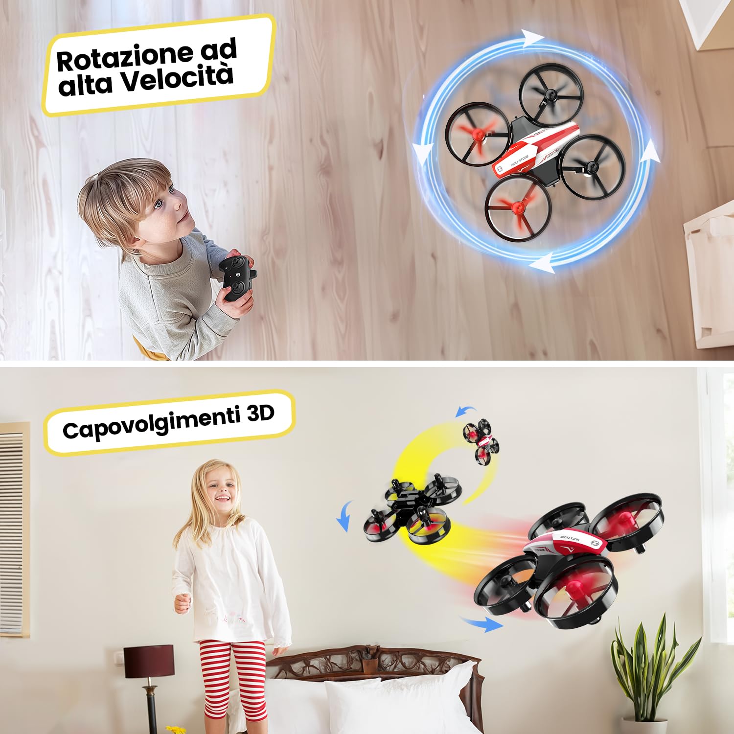Holy Stone HS210 Mini Drone RC Quadcopter Drone per Bambini e Principianti RC Elicottero Aereo con Libreria Automatica, Flip 3D, Modalità Senza Testa e Batterie Extra Giocattoli per Ragazzi e Ragazze
