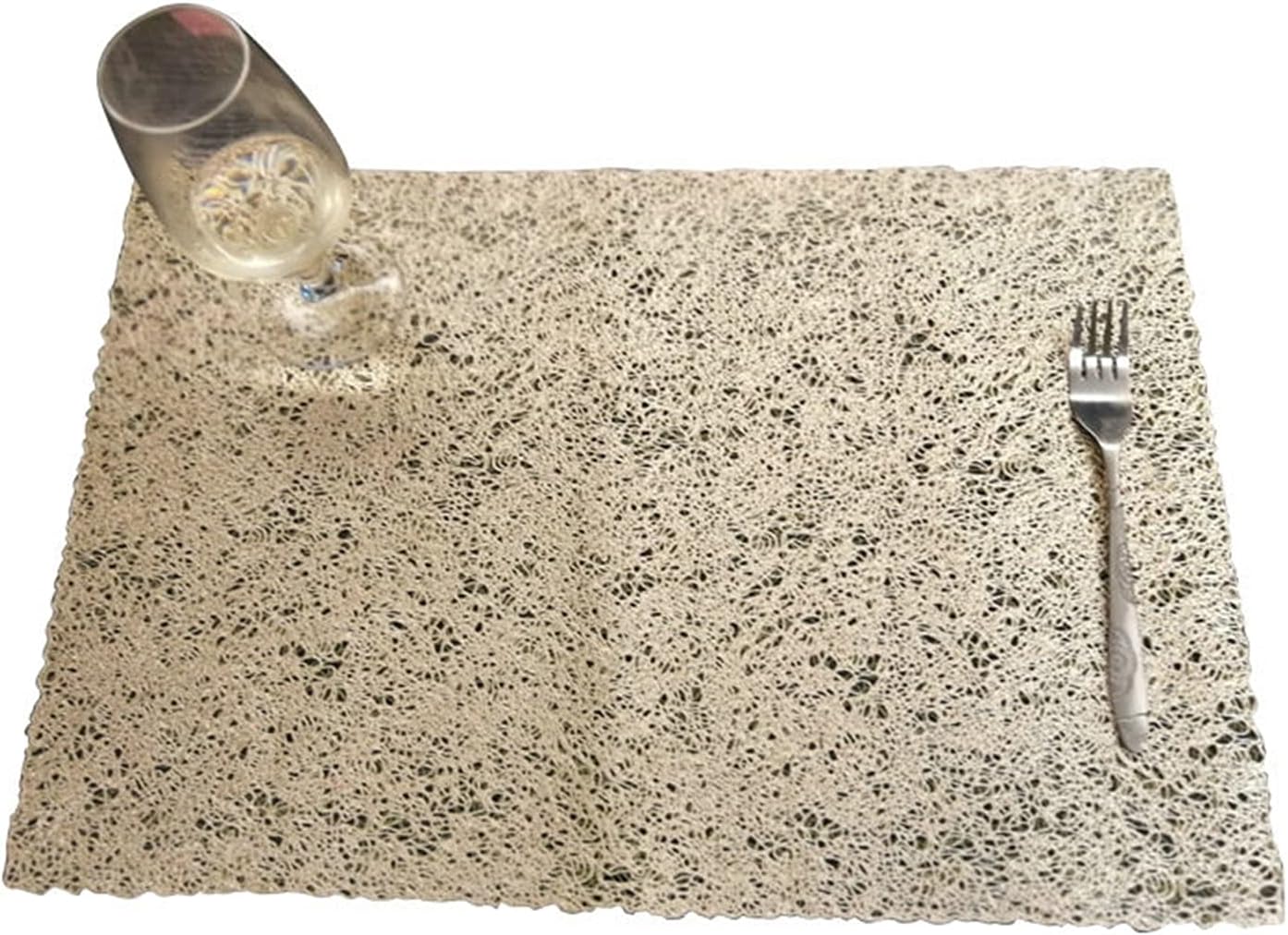 MoAndy Gold Table Mats Set of 2 Gold Dining Table Placemats Set 18 x 12 Inch