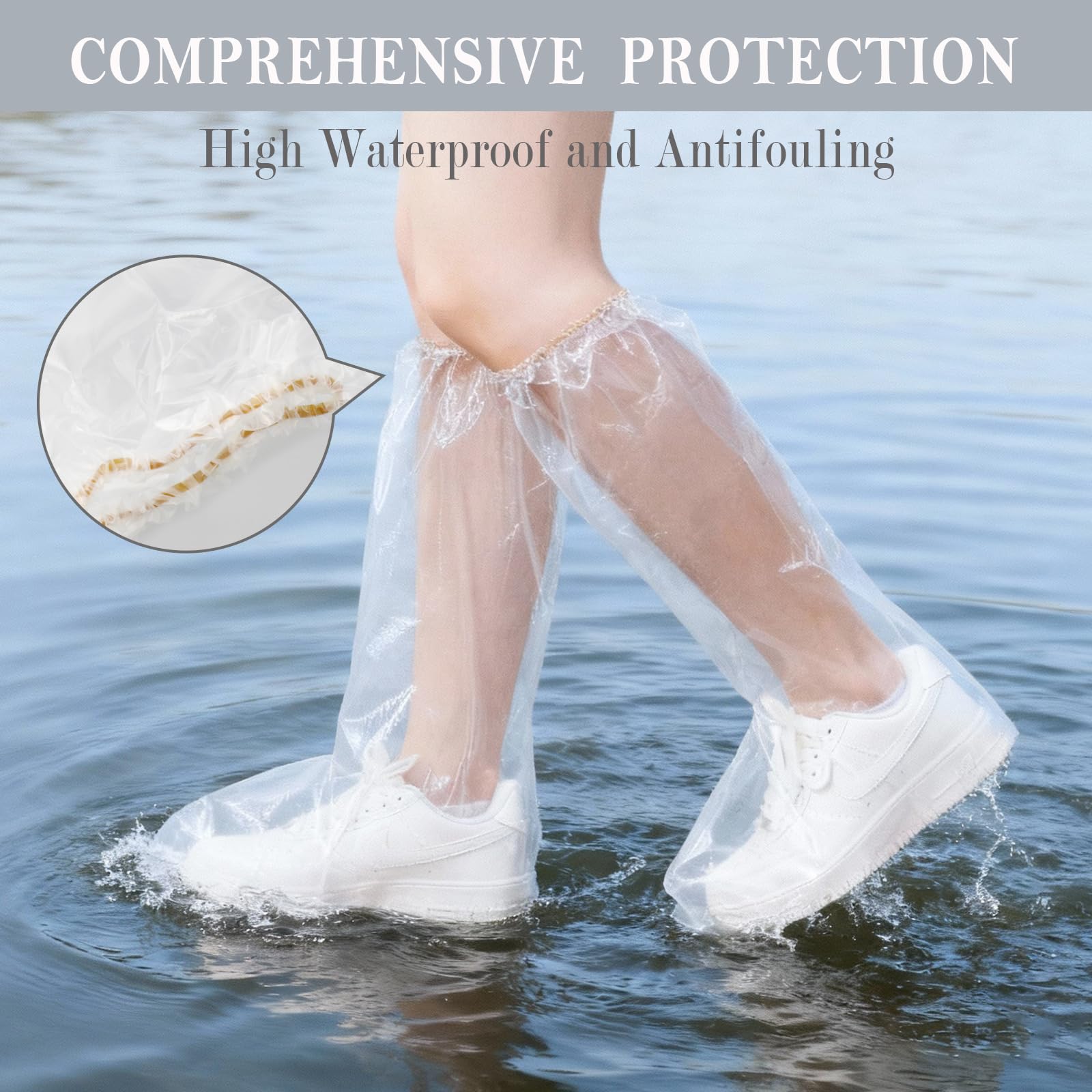 Copriscarpe impermeabili usa e getta per pioggia, 10 paia di copriscarpe in plastica trasparente, resistente, antiscivolo, per uomini e donne, per uso in Disney, pendolari e viaggi (trasparente