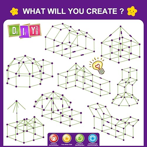 Miniatura 79 de Kit de construcción de fortalezas para niños, juguetes de construcción STEM, regalo educativo para niños y niñas de 3 a 12 años, juego creativo