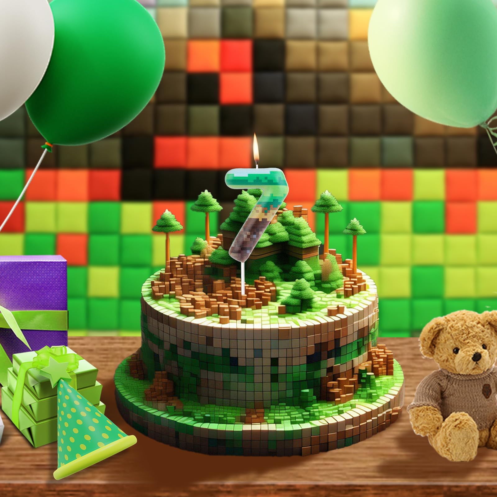 DazzJoy Pixelkaars 9e Verjaardag Jongen Deko, Pixel DazzJoy Pixelkaars 9e Verjaardag Jongen Deko, Pixel